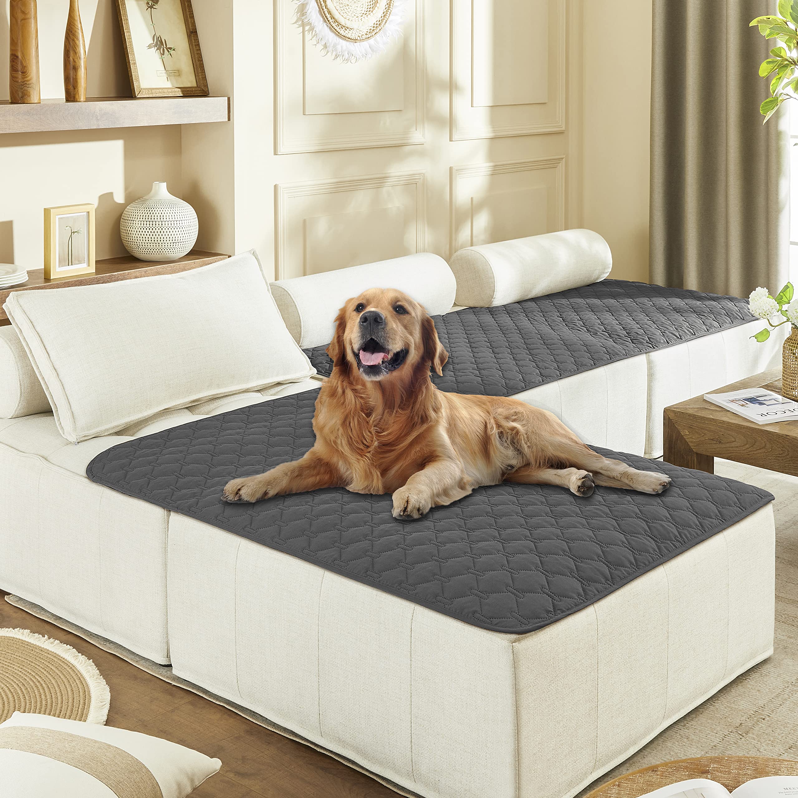 Gogobunny cobertor impermeable doble lado con cuadros oscuros protege el sofá y mantiene la sala seca