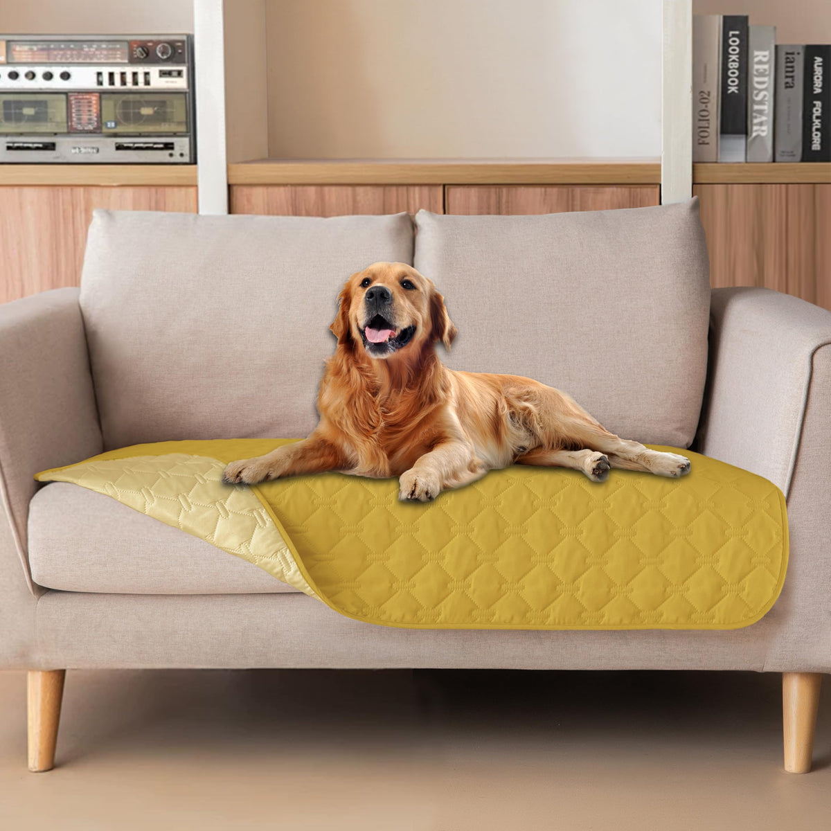 Funda gogobunny impermeable de doble cara con cuadros oscuros, protege muebles.