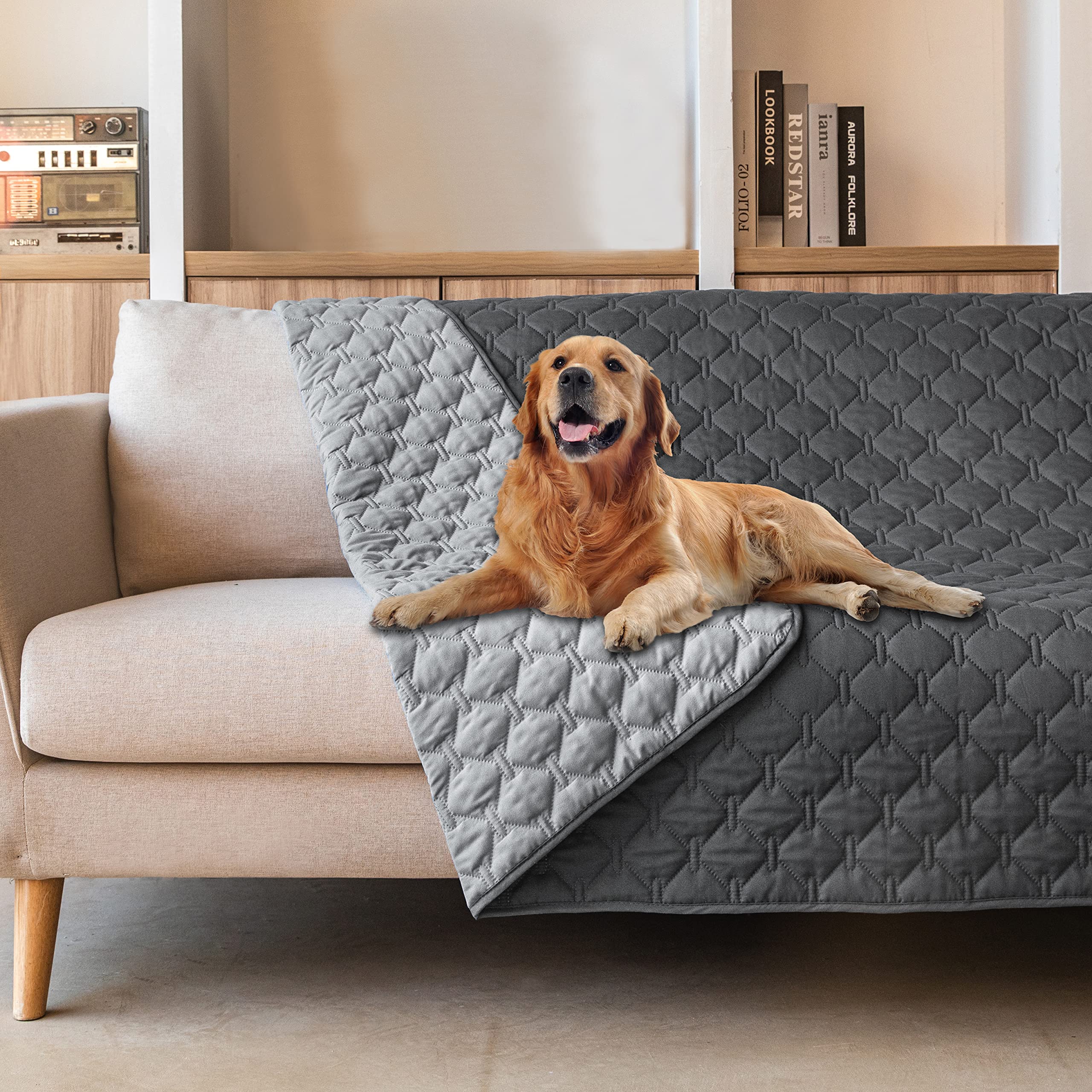 Funda gogobunny impermeable, doble cara, cama de perro 82x82, protege el sofá.