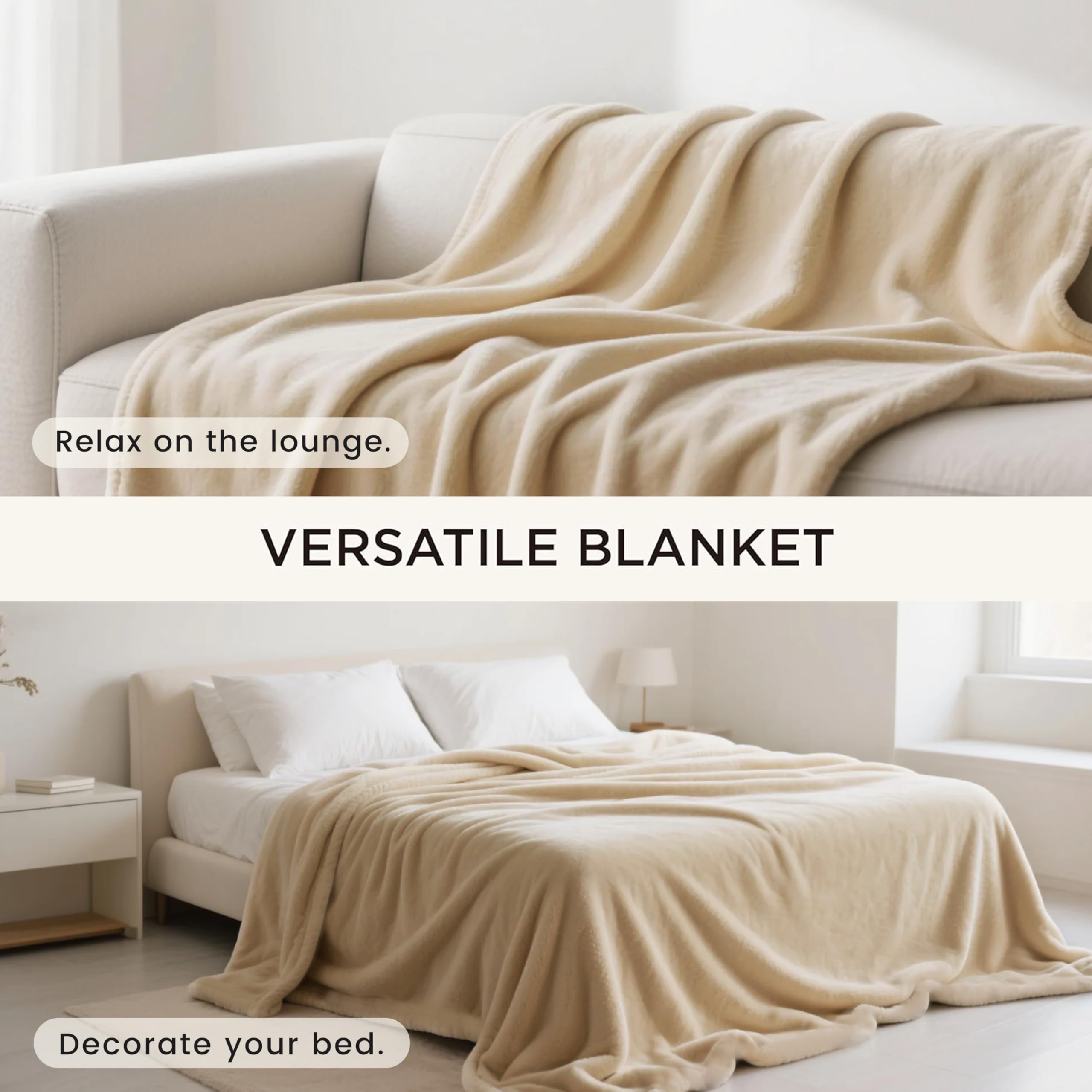 Manta beige de Gogobunny, diseño elegante para el hogar.