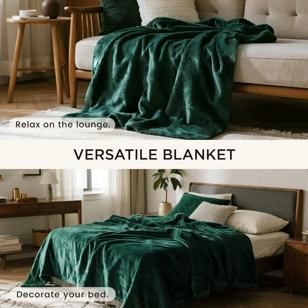 gogobunny manta-cama-impermeable-sherpa-verde-bosque reversible para dos sensaciones confortables.