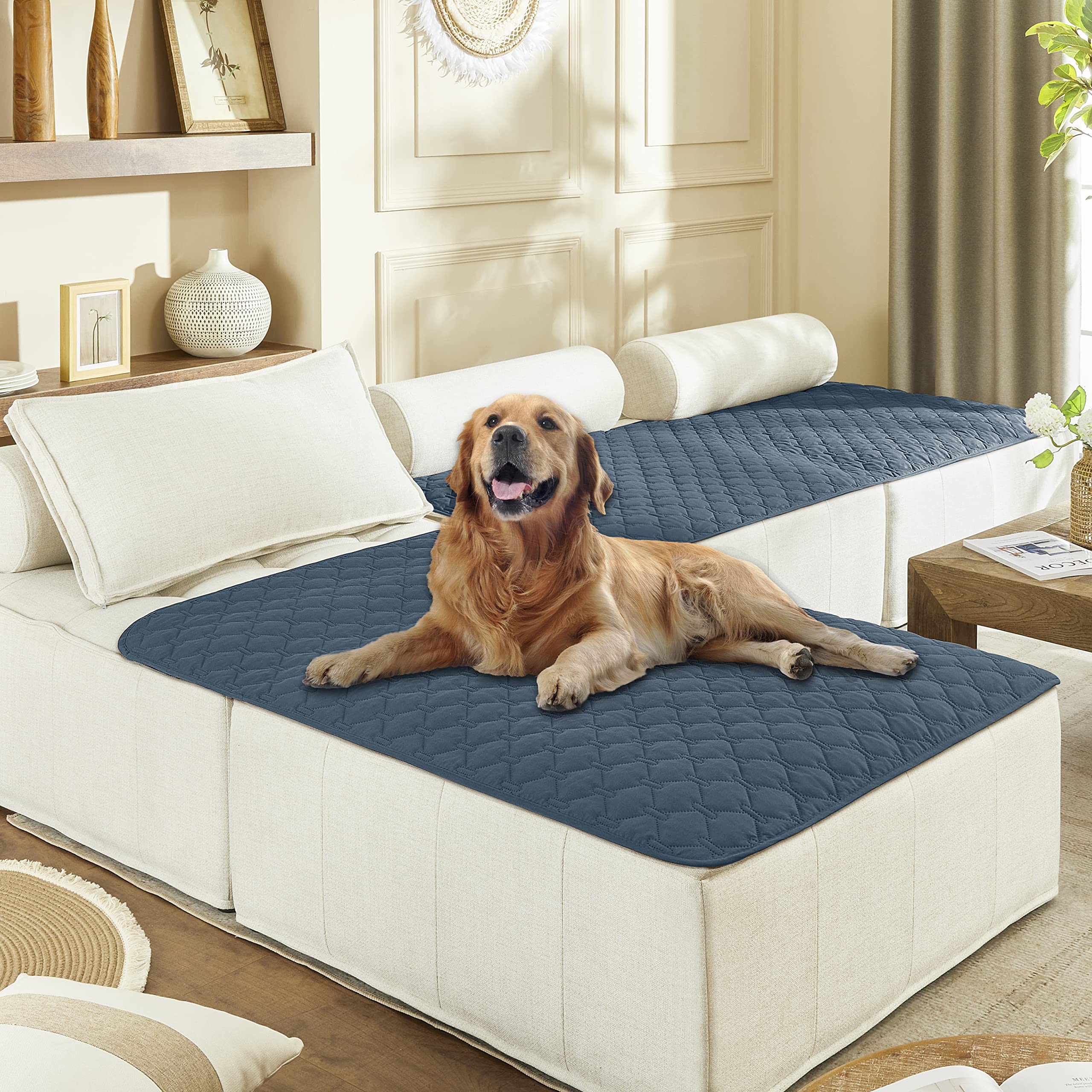 Manta gogobunny impermeable de doble cara en azul oscuro para proteger muebles.