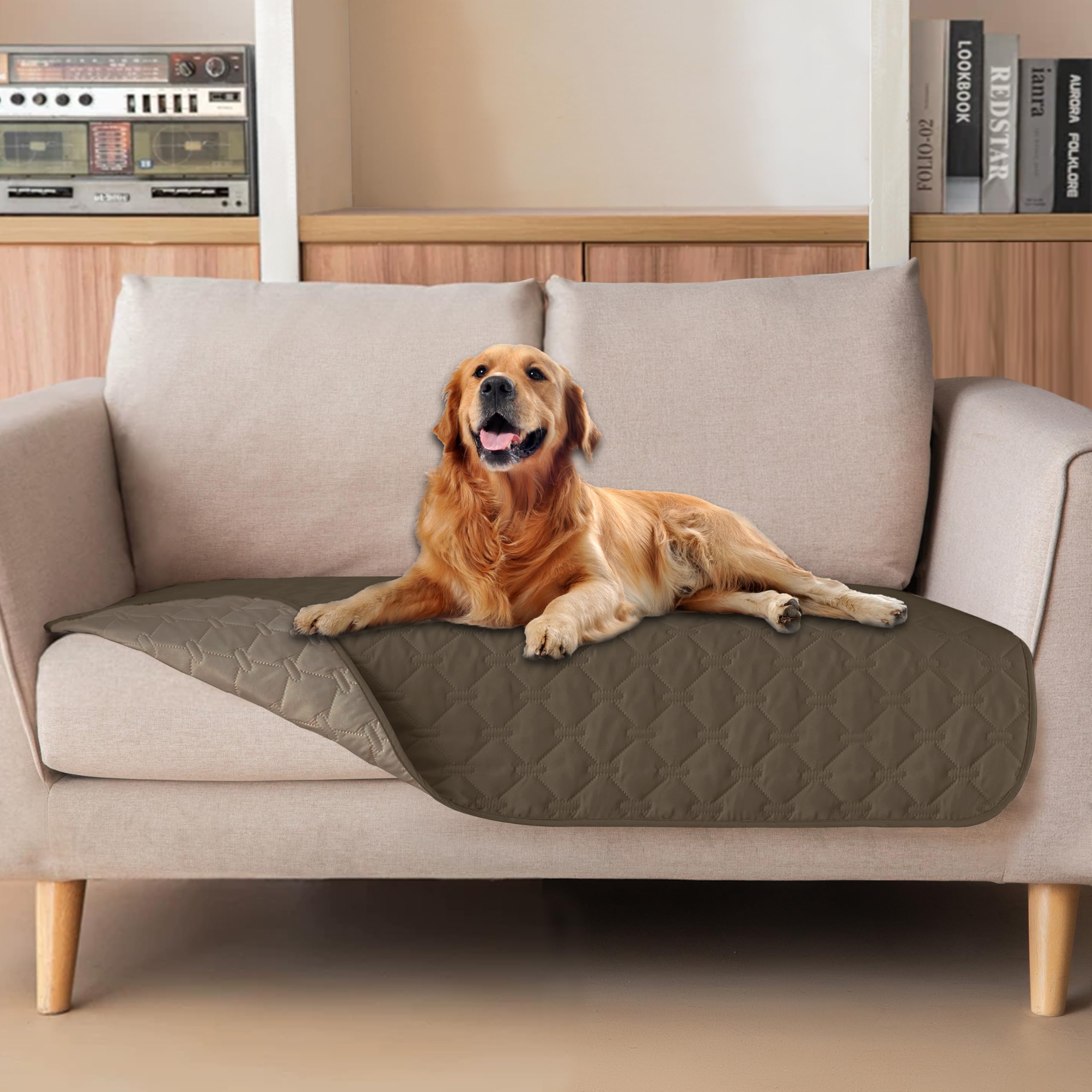 Manta para perro gogobunny impermeable doble cara con diseño ajedrez oscura y clara para sofá