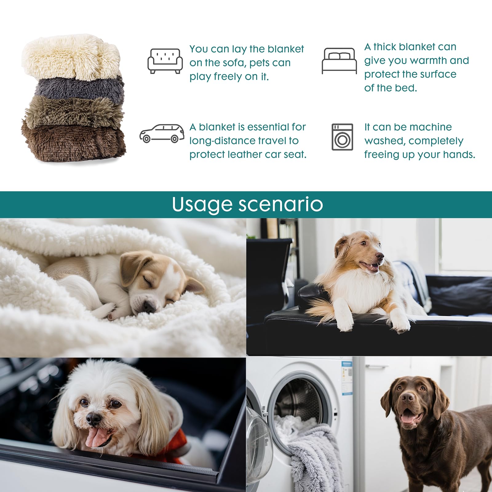 Manta relajante para mascotas, ayuda a reducir la ansiedad durante el descanso.
