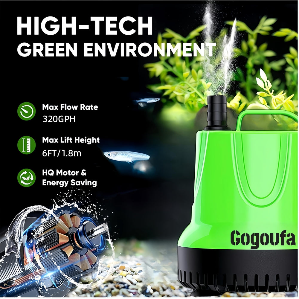 Gogoufa: bomba sumergible para acuario, estanque e hidroponía
