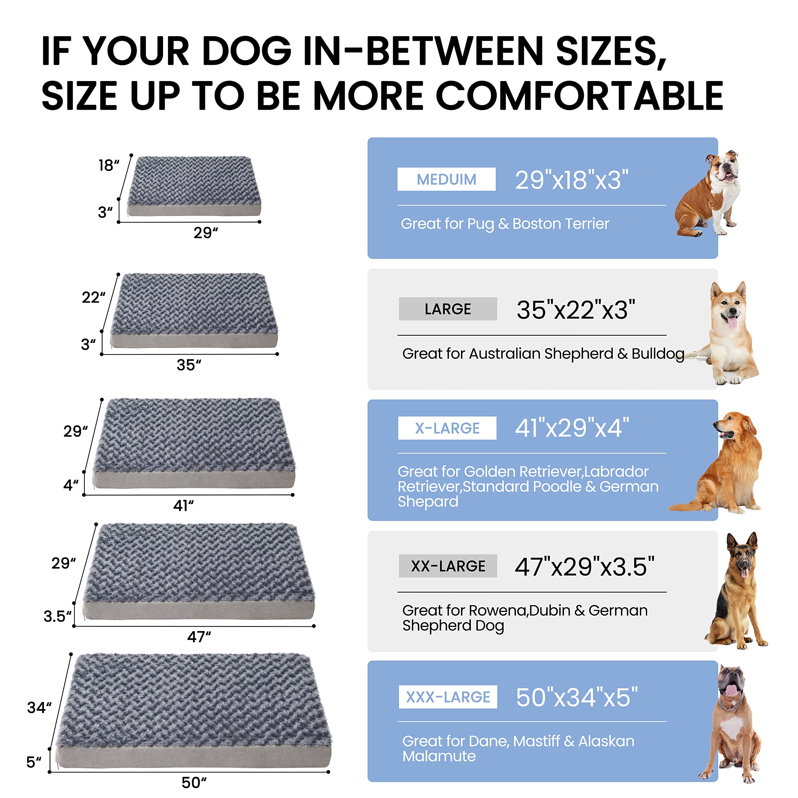 GOHOO PET cama extragrande de 41 pulgadas para perros grandes.