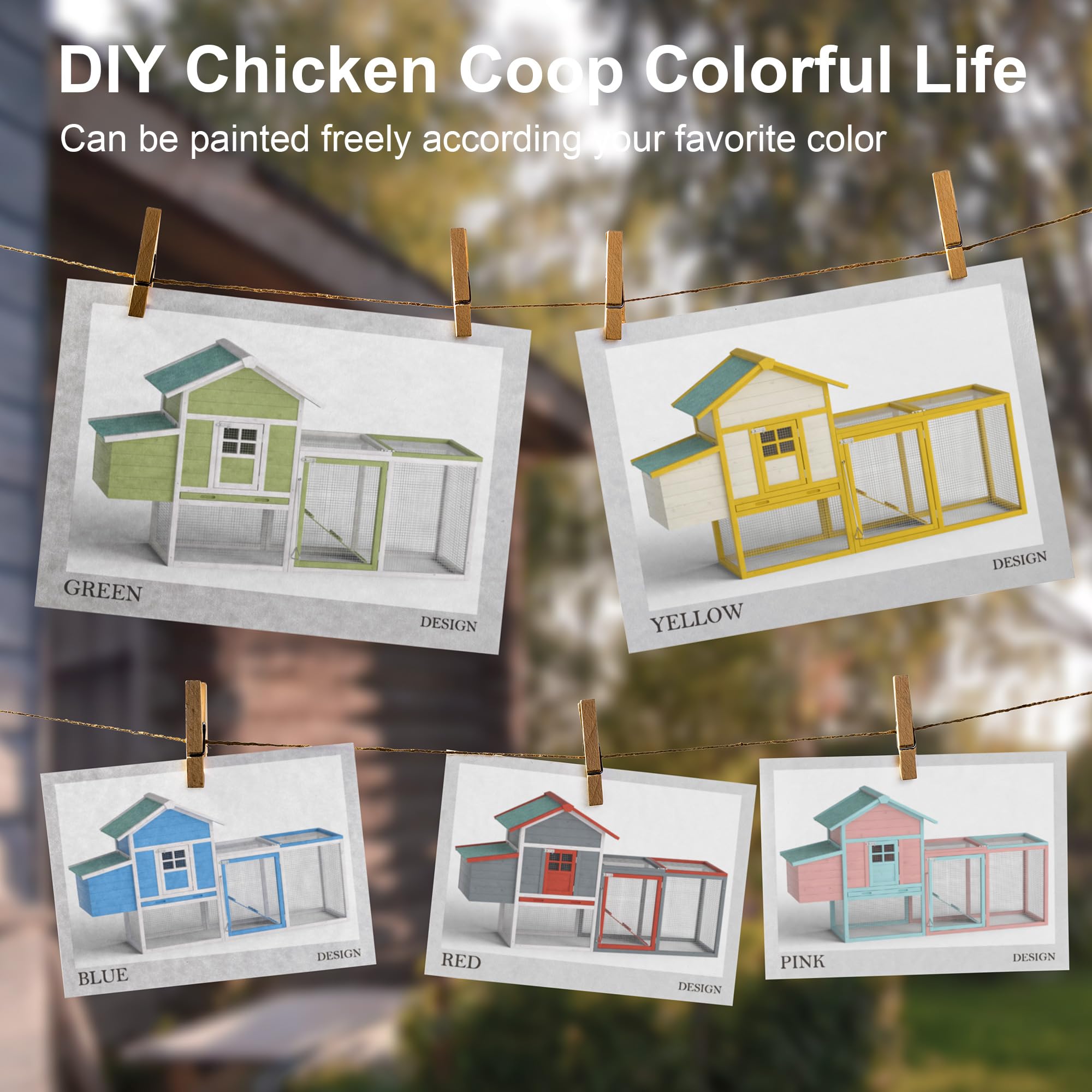 GOJOOASIS coop dimensiones-80l-26w-44h, tamaño ideal para 2-4 gallinas.