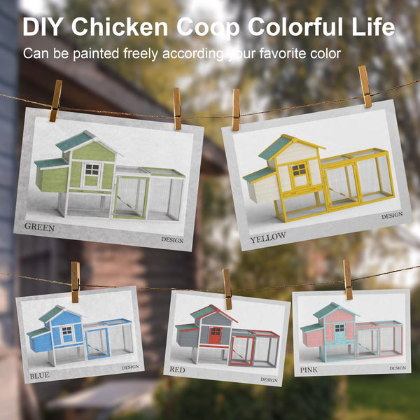 GOJOOASIS coop dimensiones-80l-26w-44h, tamaño ideal para 2-4 gallinas.