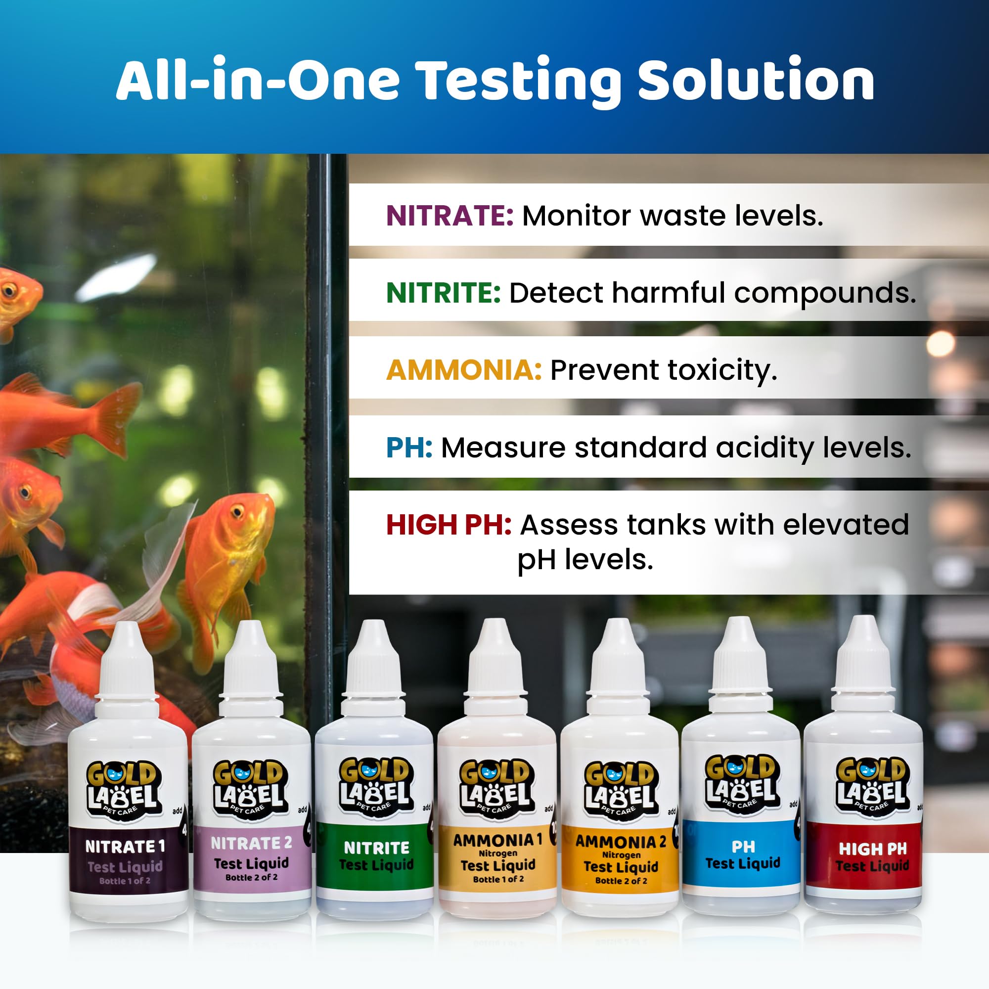 GOLD LABEL PET CARE tabla de colores para interpretación rápida de resultados.