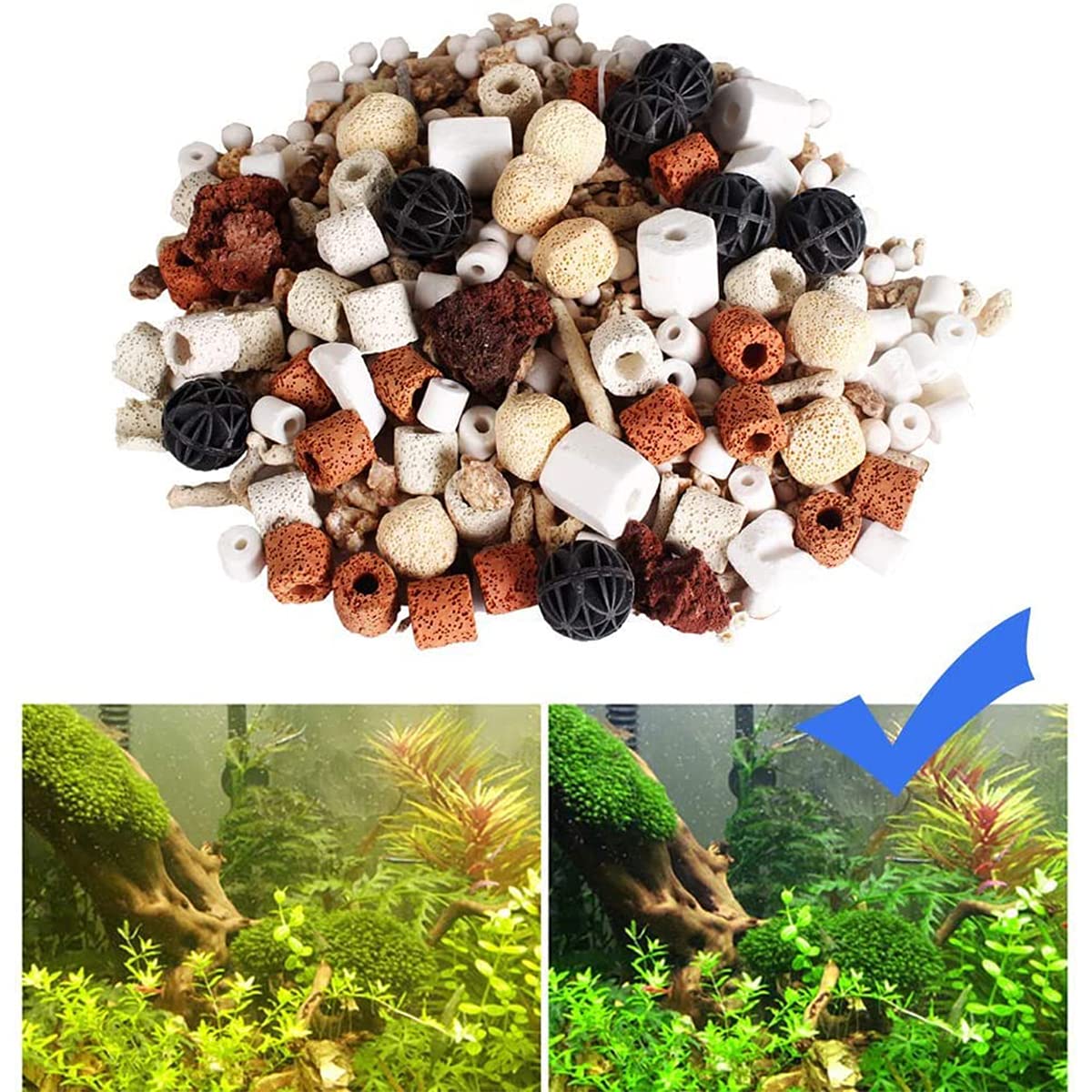 GOLDEAL empaque y accesorios para acuario listos para usar.