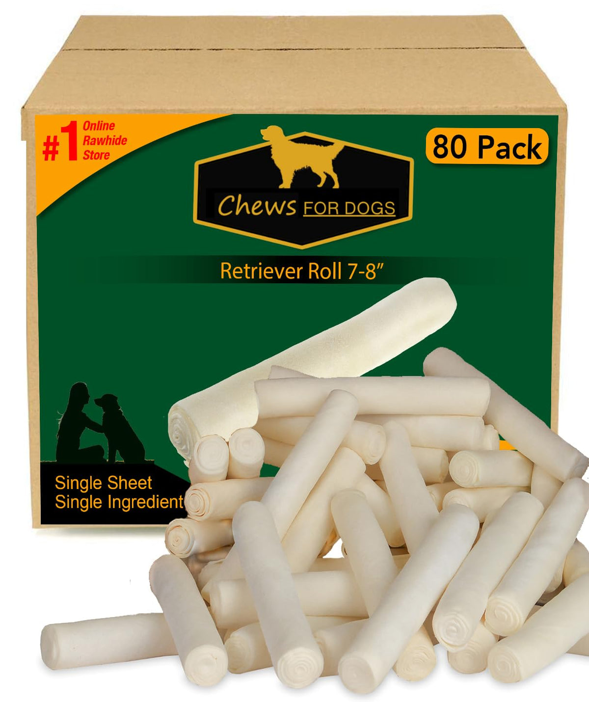 GOLDEN Chews Retriever Roll de 7-8 pulgadas, ideal para masticación controlada