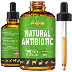 Golden Paw antibióticos naturales para perros y gatos, gotas en botella, apoyo posible para el bienestar.