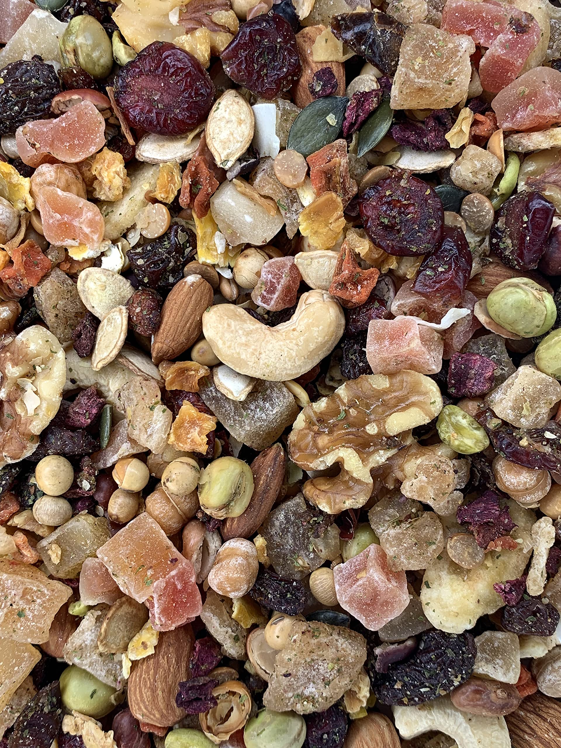 Etiqueta del Goldenfeast VL Caribbean Blend, opción natural para aves y conservación.