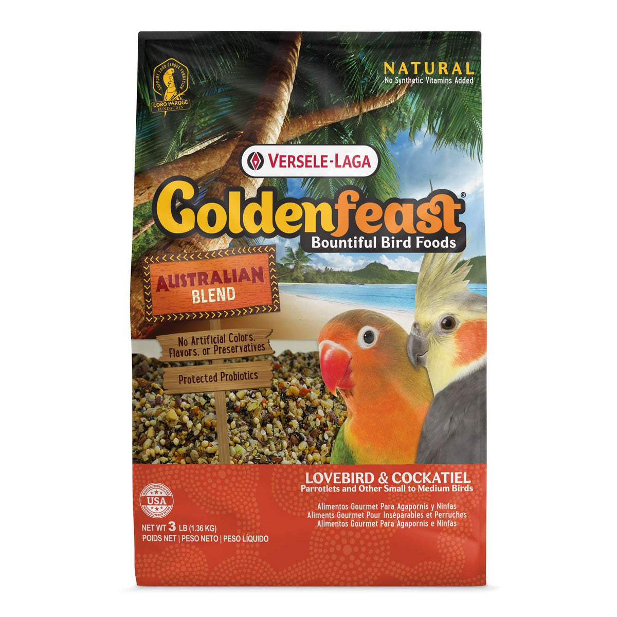 Goldenfeast VL mezcla australiana, bolsa de 3 lb para aves pequeñas.