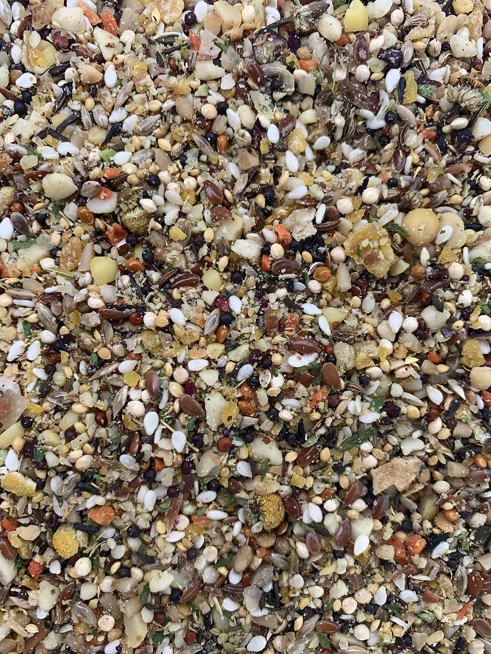 Goldenfeast VL mezcla australiana, variedad de ingredientes para estimular el forraje en aves pequeñas.