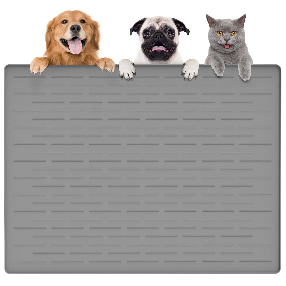 Goldleaf alfombra de alimentación grande para perros y gatos con borde elevado.