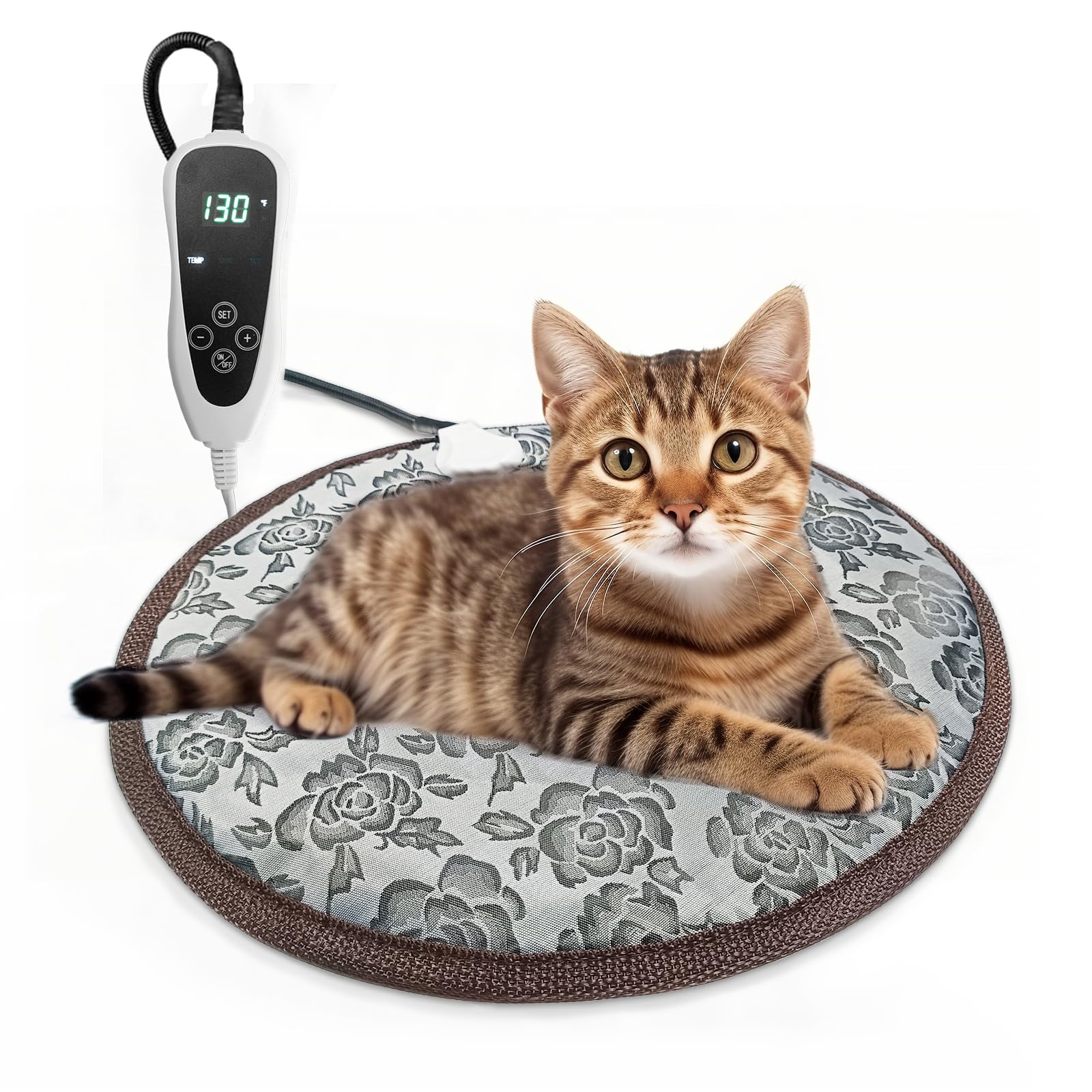 GOLOPET almohadilla calefactora para gatos, redonda de 40 cm, calor suave y estable.