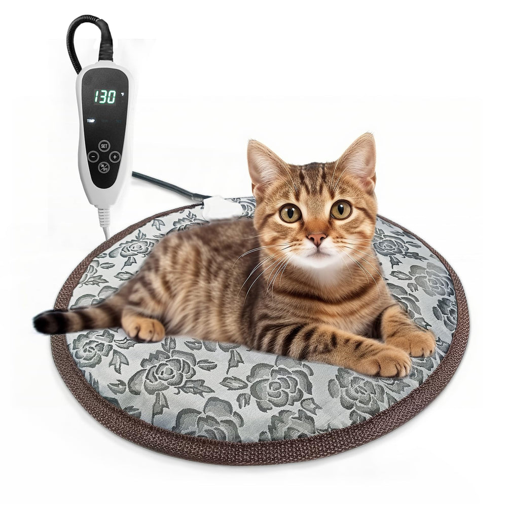 GOLOPET almohadilla calefactora para gatos, redonda de 40 cm, calor suave y estable.