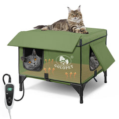GOLOPET casa-gato-caliente exterior ofrece refugio seguro y cómodo para gatos al aire libre
