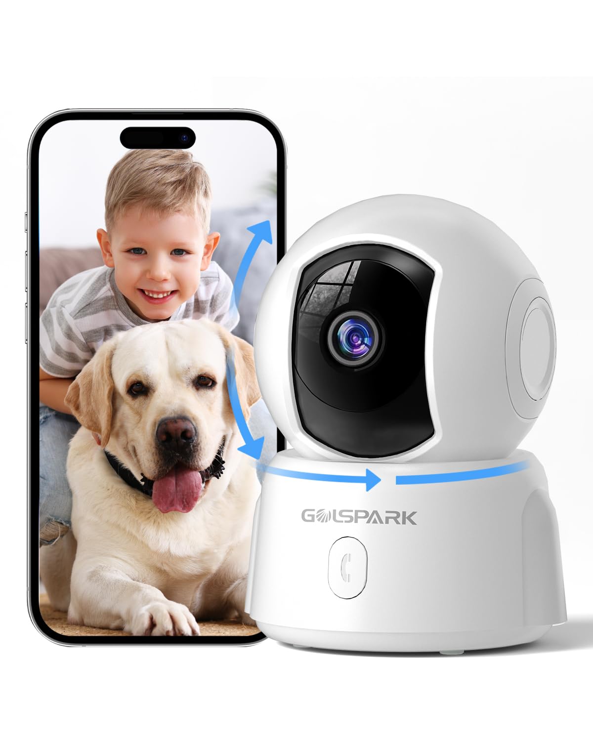 GOLSPARK cámara interior 2K con vista 360 para vigilar toda la sala