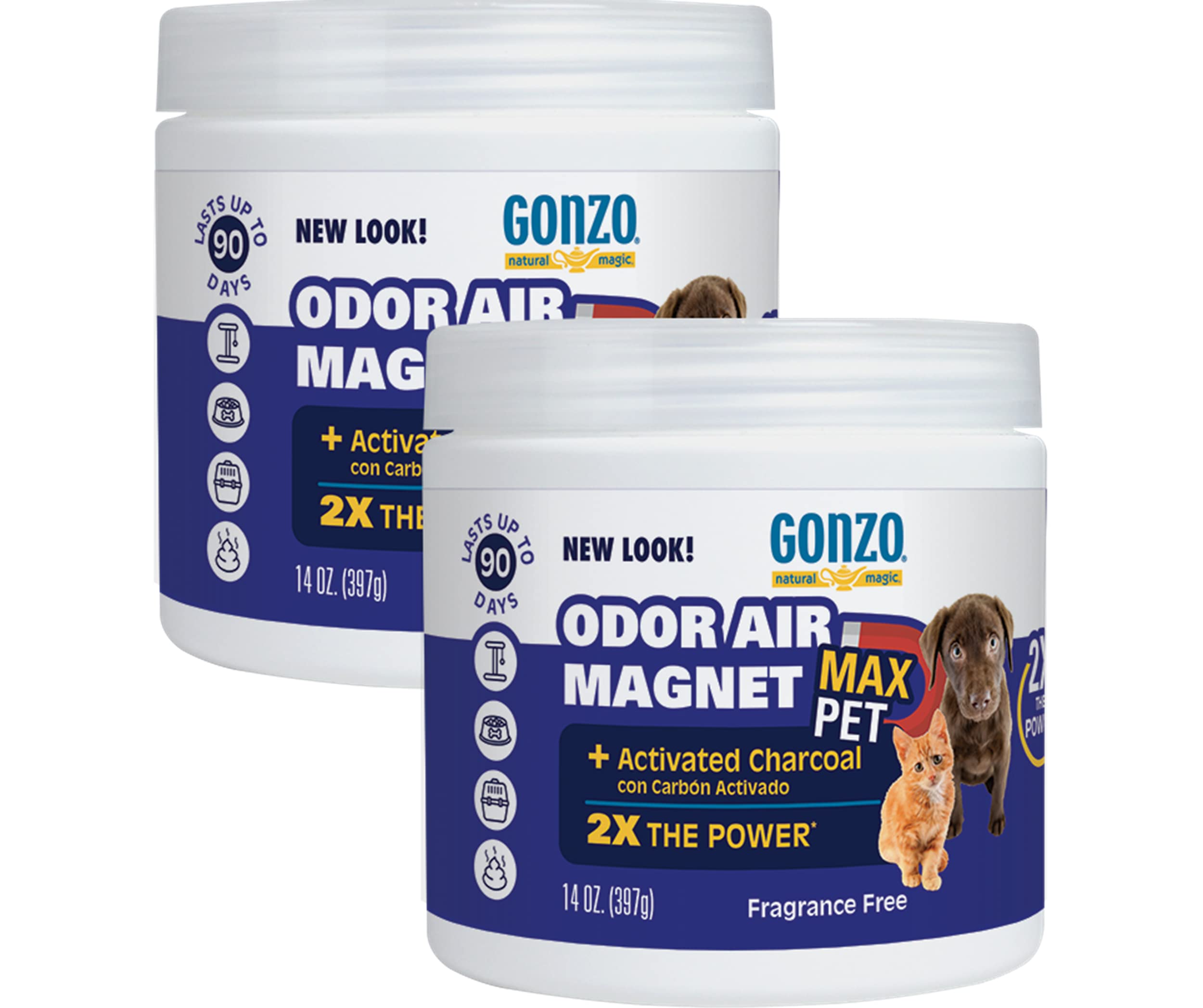 Gonzo Natural Magic Carbón Activado: paquete de dos para cajas de arena, reduce olores