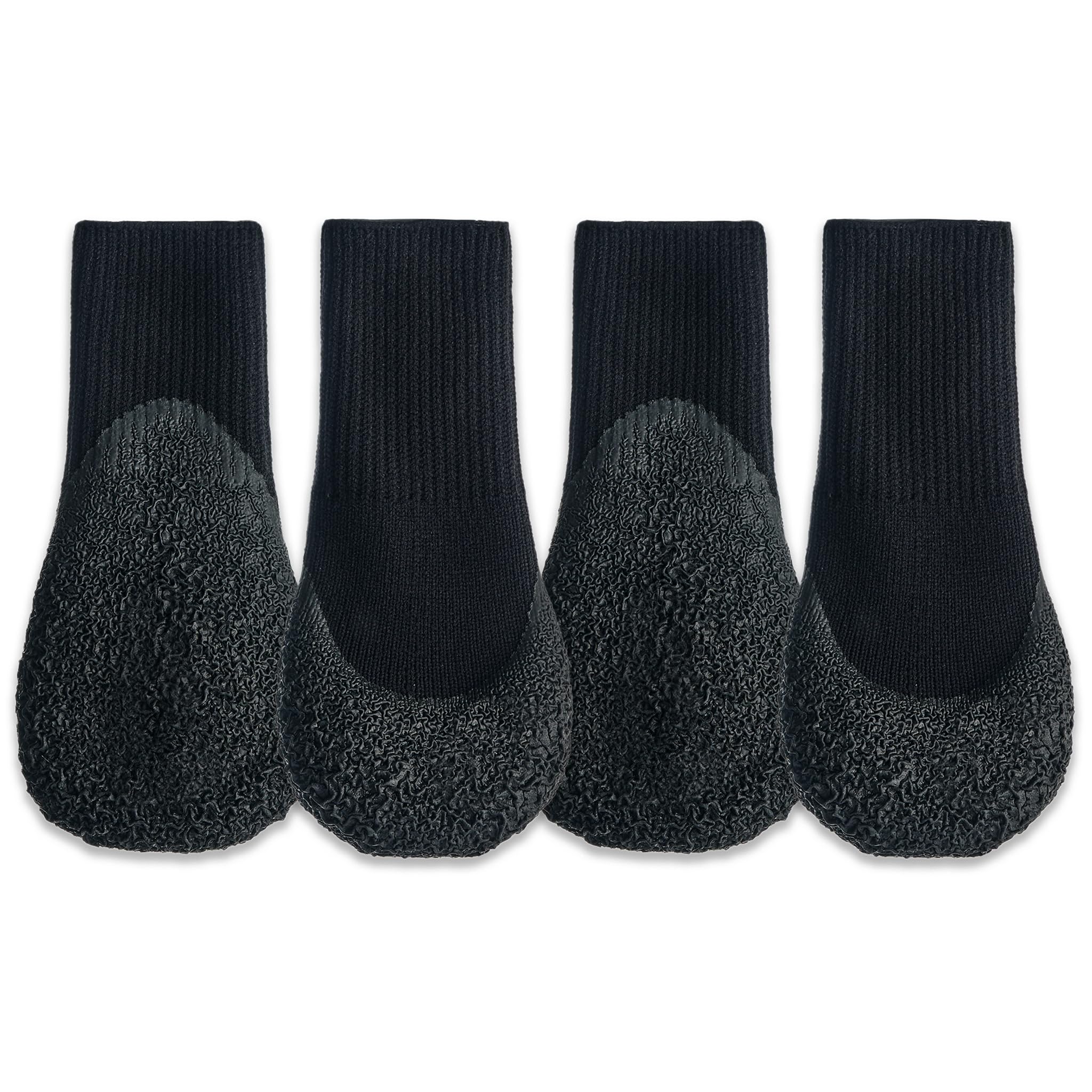 Goo-eez Lites negros 2XS, vista frontal, botitas confort para perros activos.