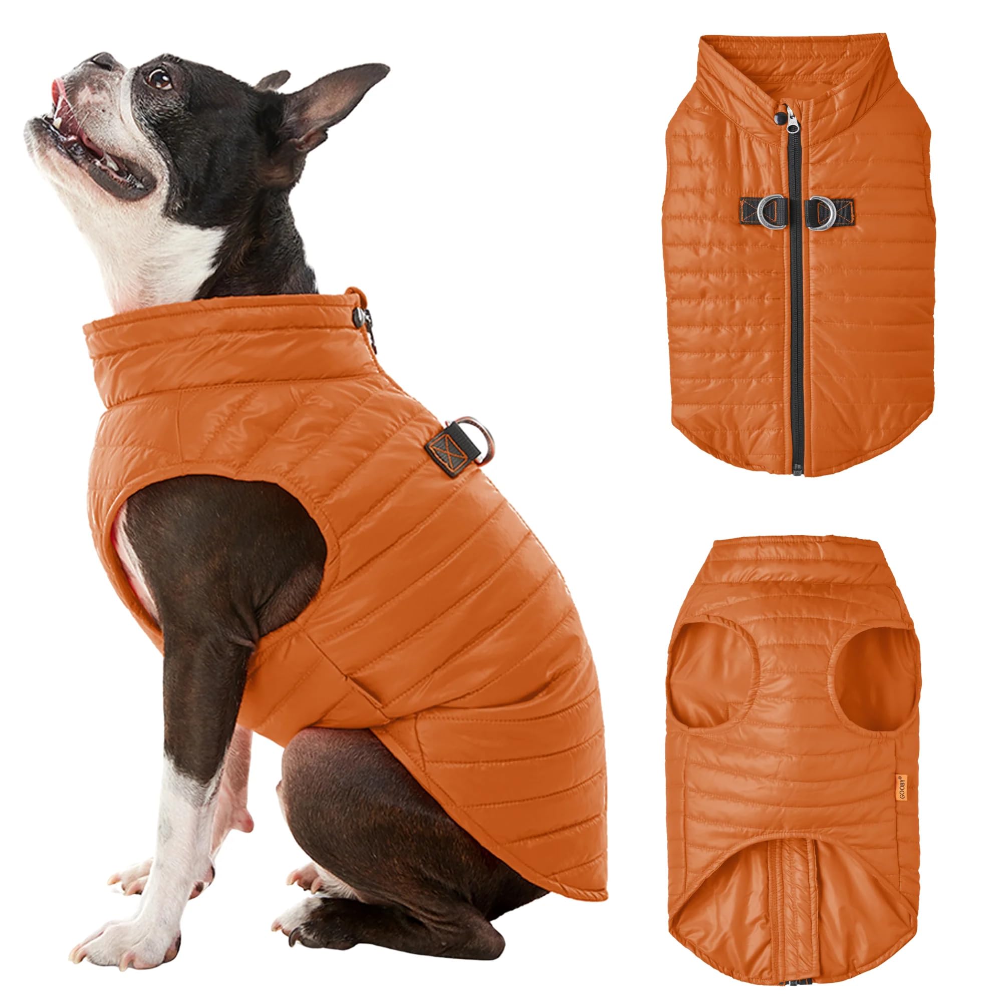 Gooby Chaleco acolchado Calabaza XL, abrigo ligero para perros, protección contra viento y lluvia ligera.