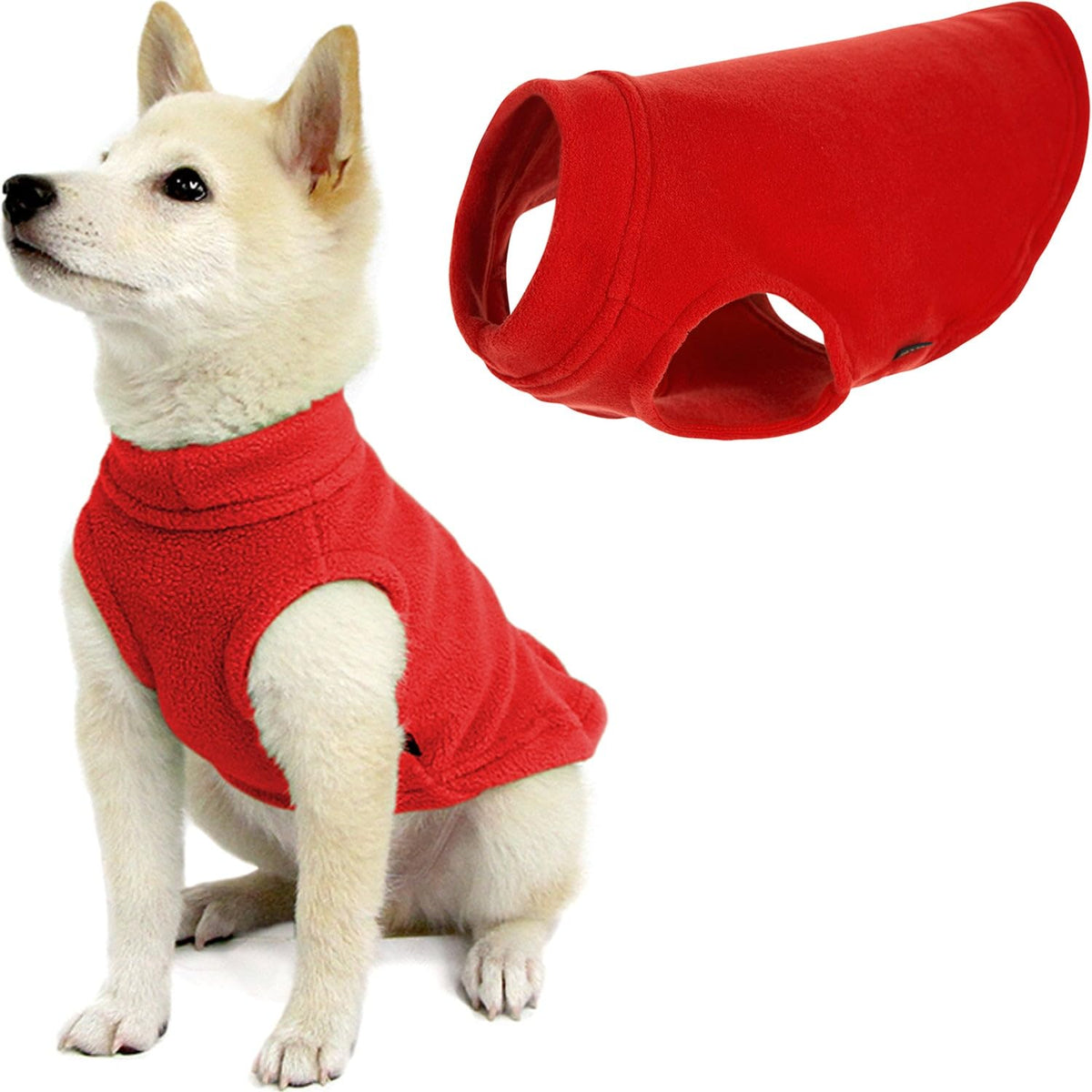 Gooby chaleco de felpa extensible, vista frontal, comodidad al paseo.