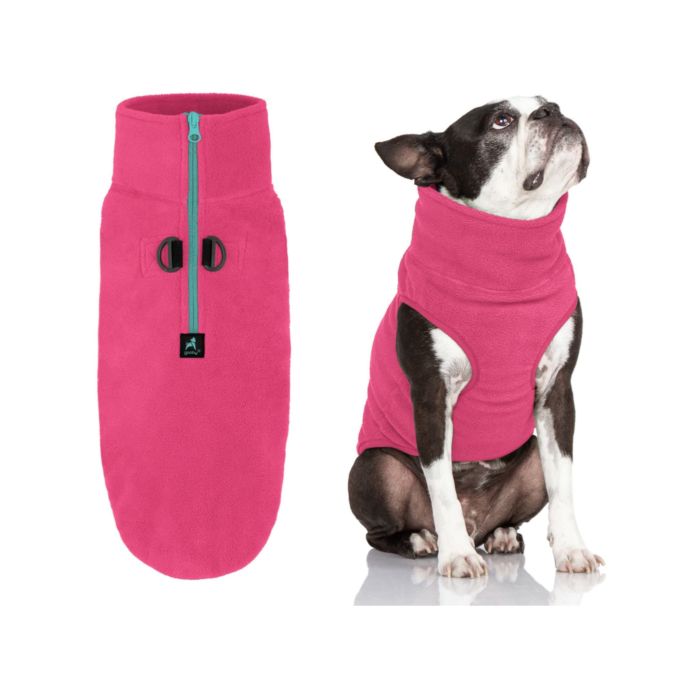Chaleco Gooby de felpa con media cremallera para perro, fácil de poner y perfecto para salidas.