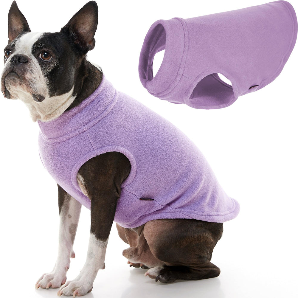 Gooby chaleco fleece estirable lavanda grande, cómodo para paseos fríos y tranquilos