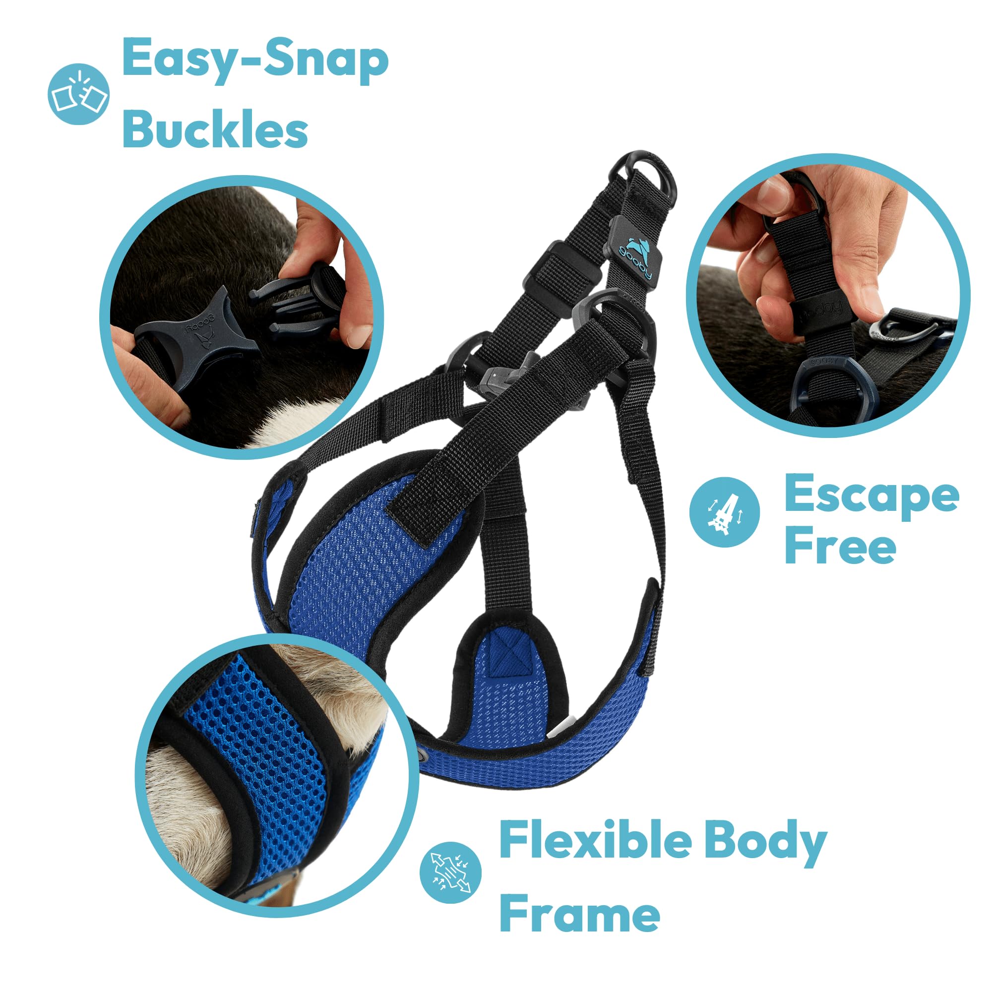 Gooby Comfort X Step in Lite, diseño X-Frame sin estrangulamiento para respiración