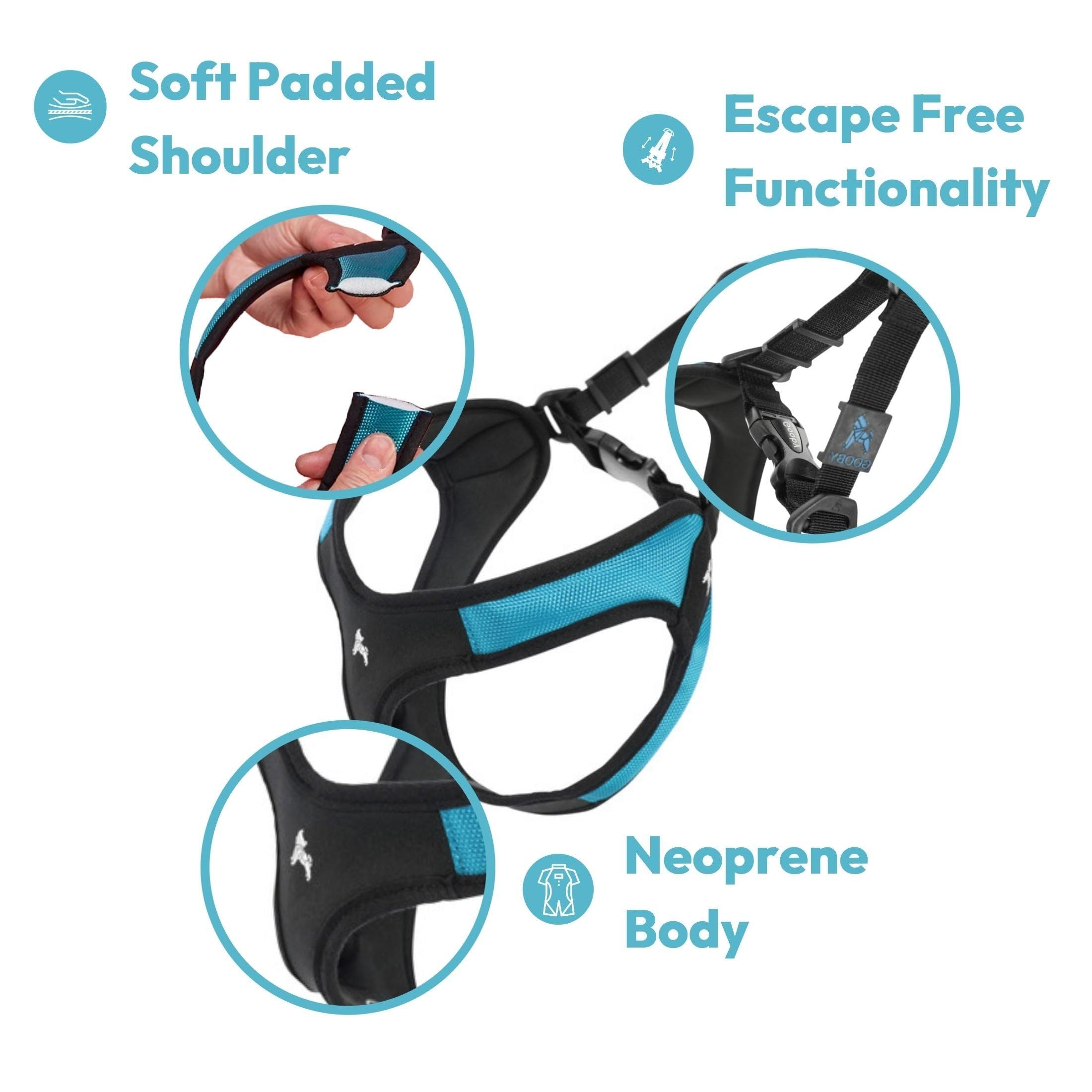 Arnés Gooby Escape Free Easy Fit lavable a máquina para limpieza rápida.