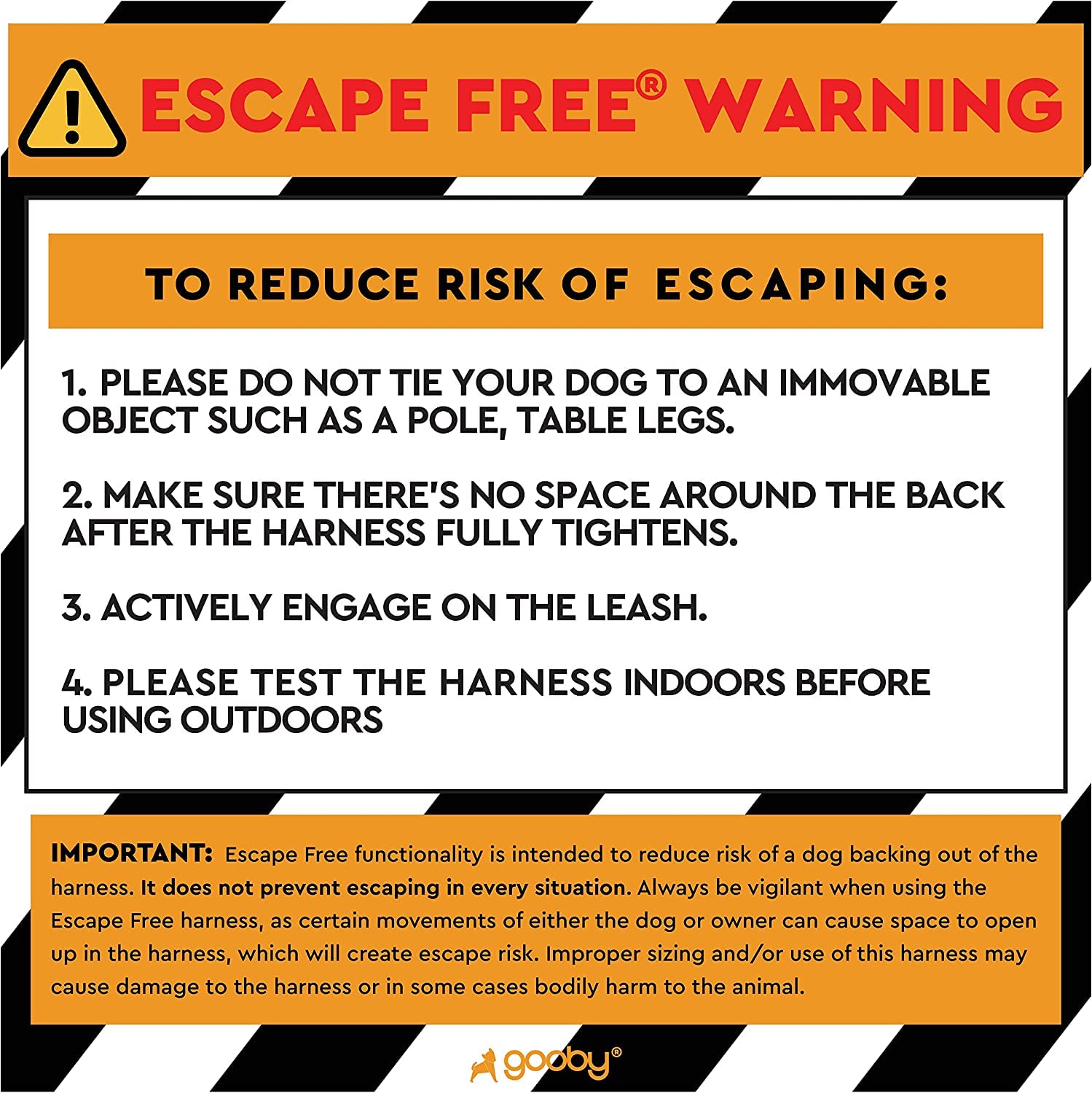 Gooby Escape Free Sport Harness diseño patentado: evita tirones y escapes
