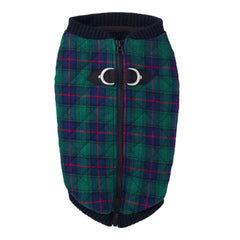 Gooby Fashion Vest bomber cuadros verde para perros pequeños con estilo