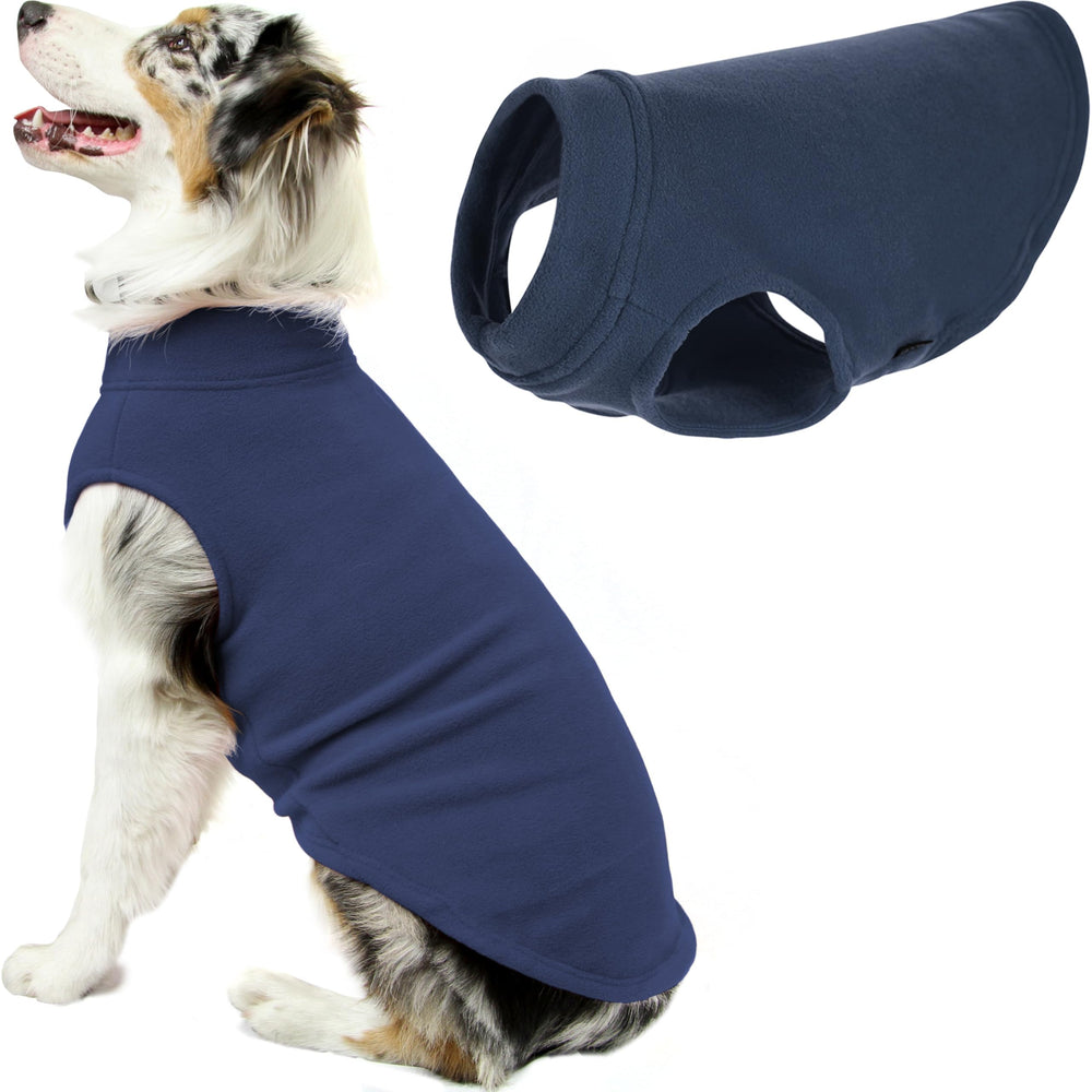 Gooby Stretch Fleece Sweater vista frontal, cómodo para paseos en clima frío