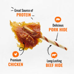 Good'n'Fun Triple Flavor Wings, pollo real envuelve la proteína del snack.