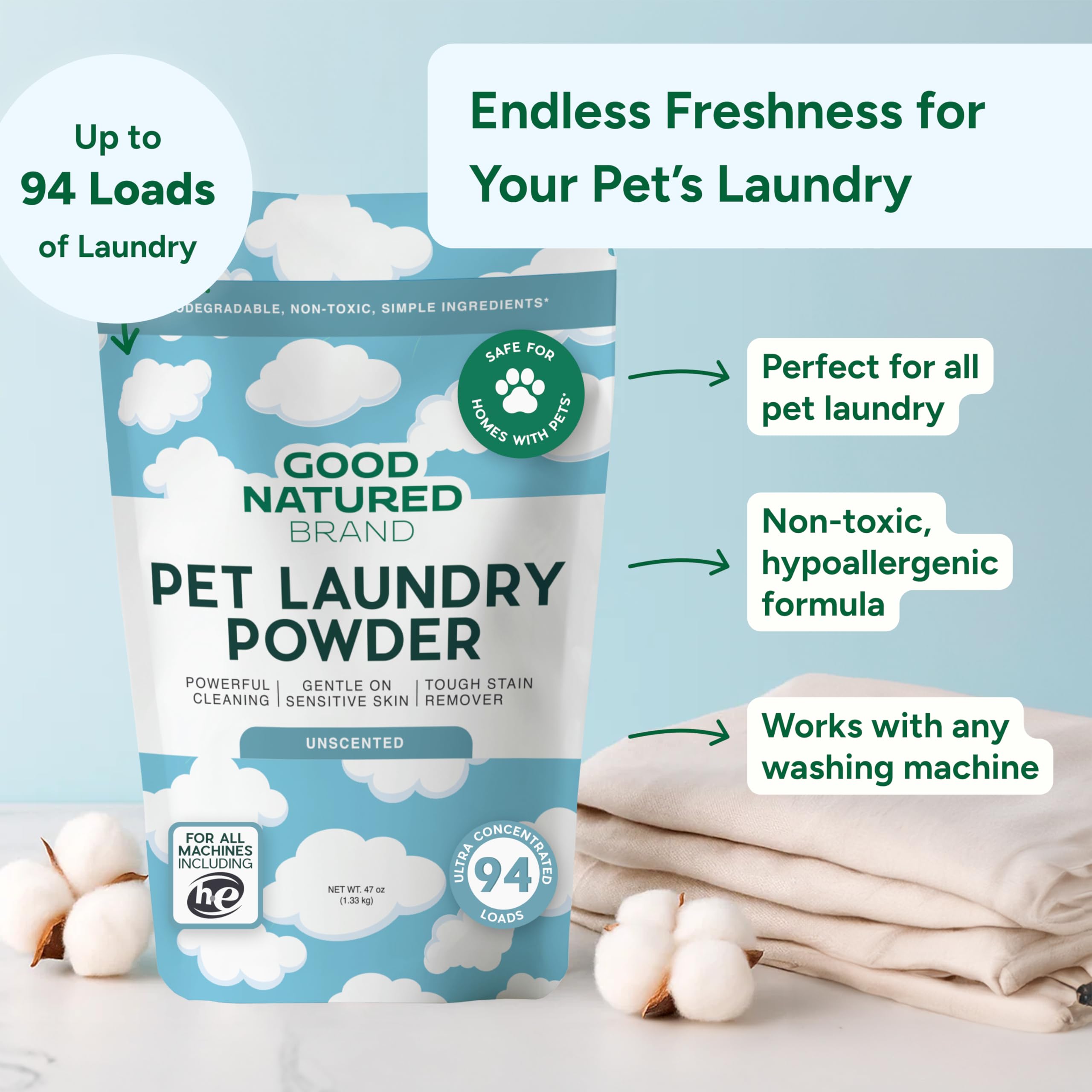 Good Natured Brand detergente elimina orina de gatos y limpia telas