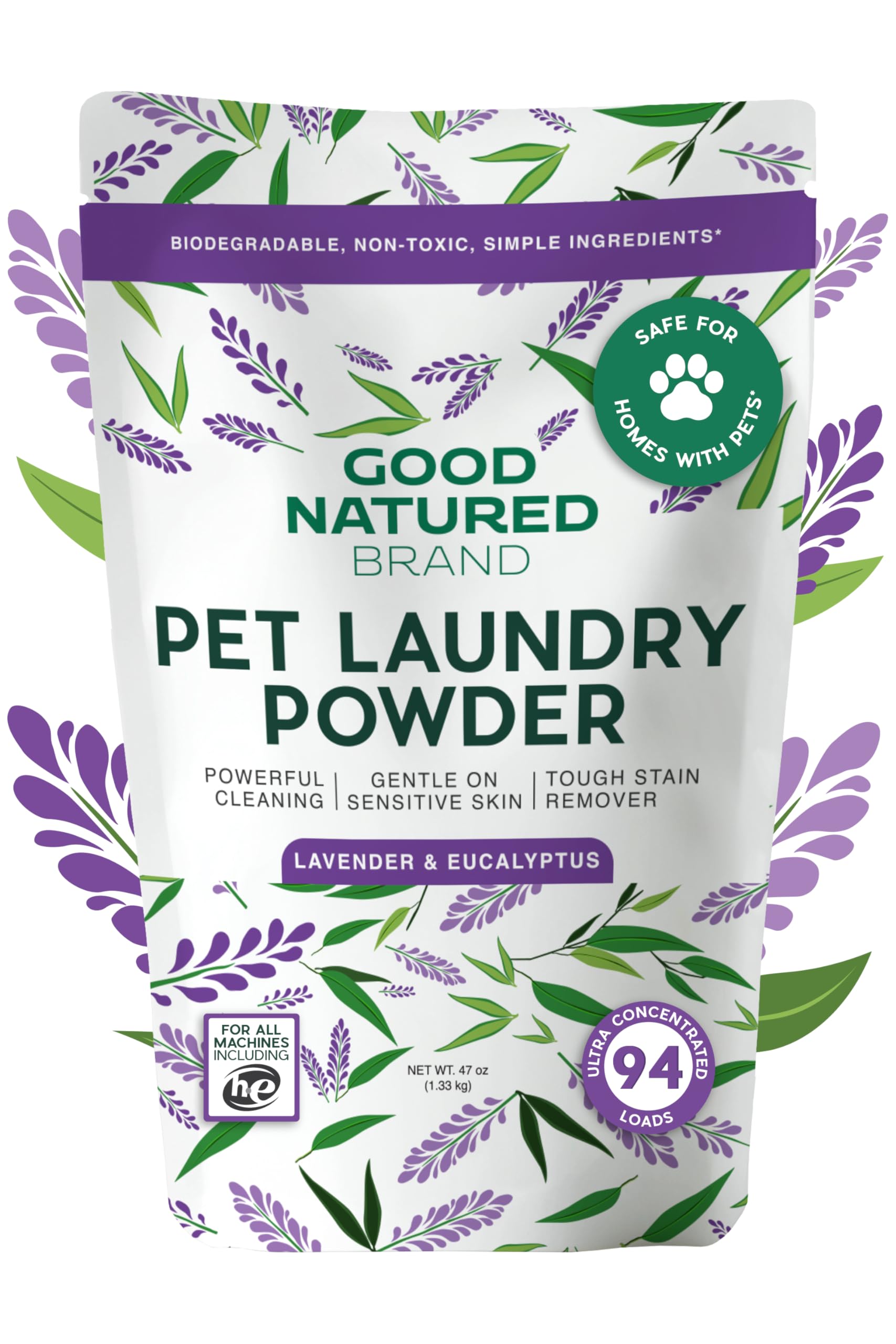 Detergente para mascotas de Good Natured Brand en lavandería, elimina manchas y olores