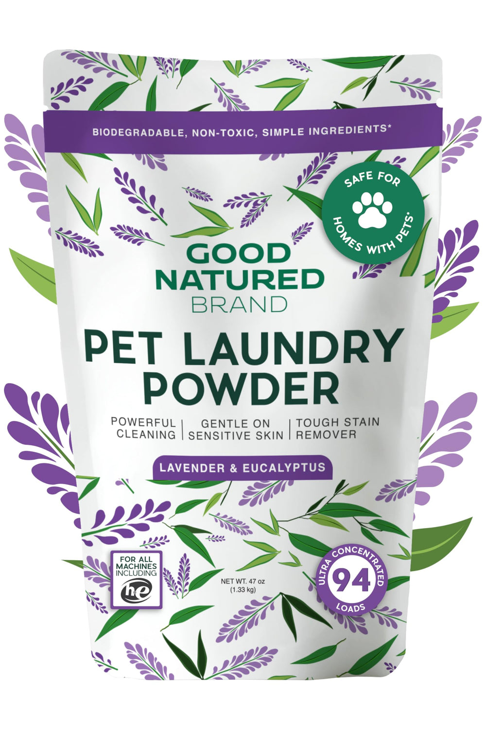 Detergente para mascotas de Good Natured Brand en lavandería, elimina manchas y olores