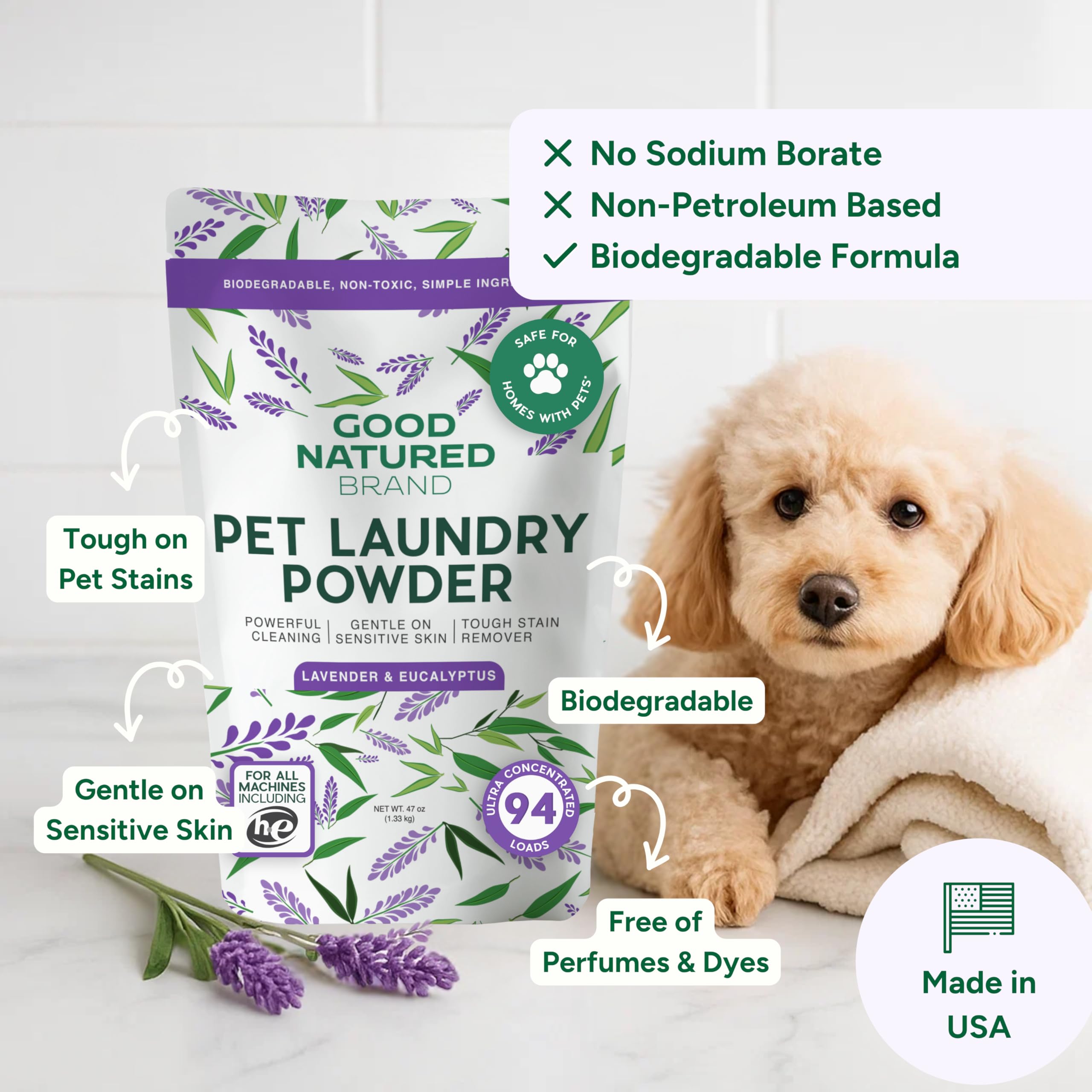 Etiqueta de Good Natured Brand 94 cargas, solución concentrada para hogares con mascotas