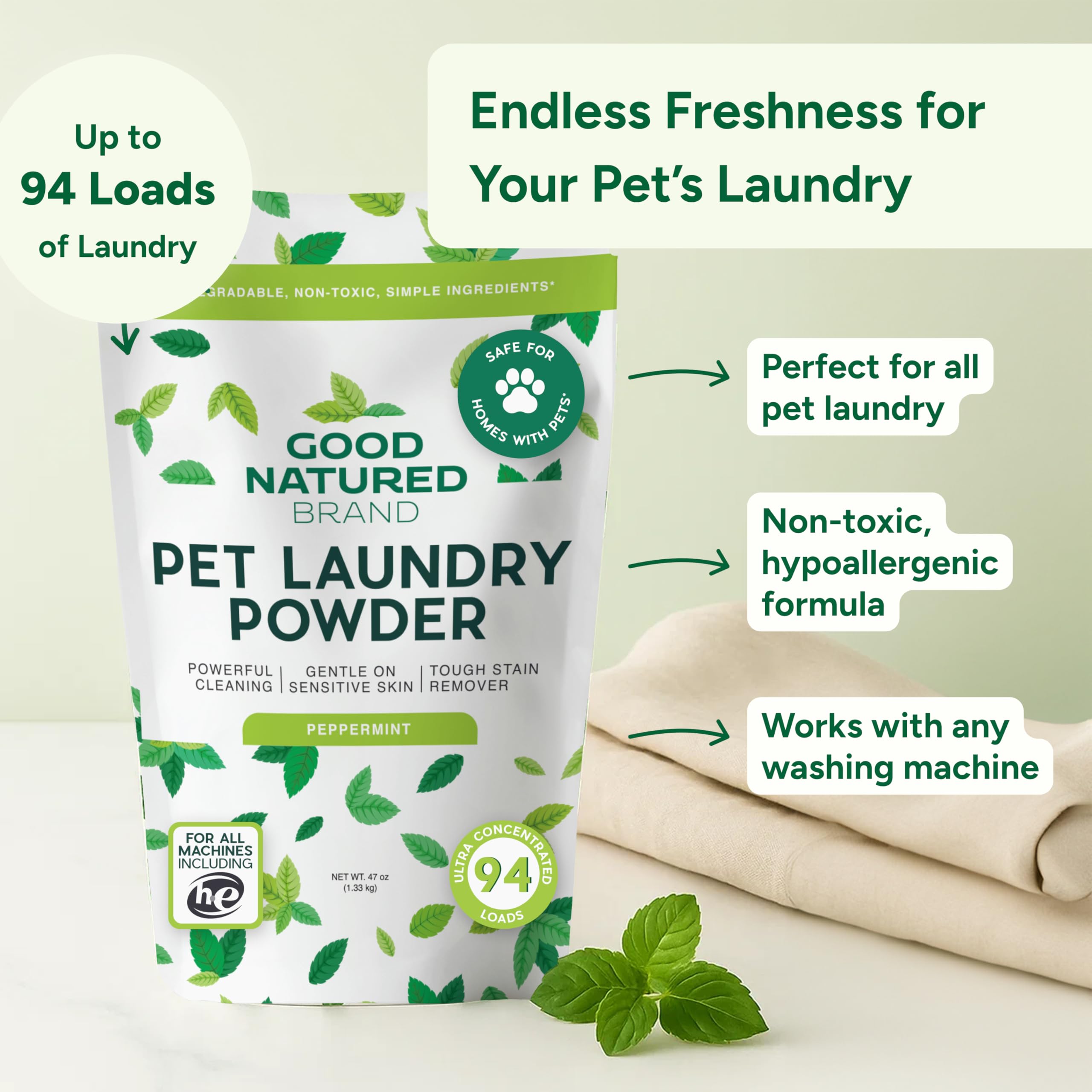Good Natured Brand Detergente Mascotas, lavado de mantas para gatos, cuida piel sensible.