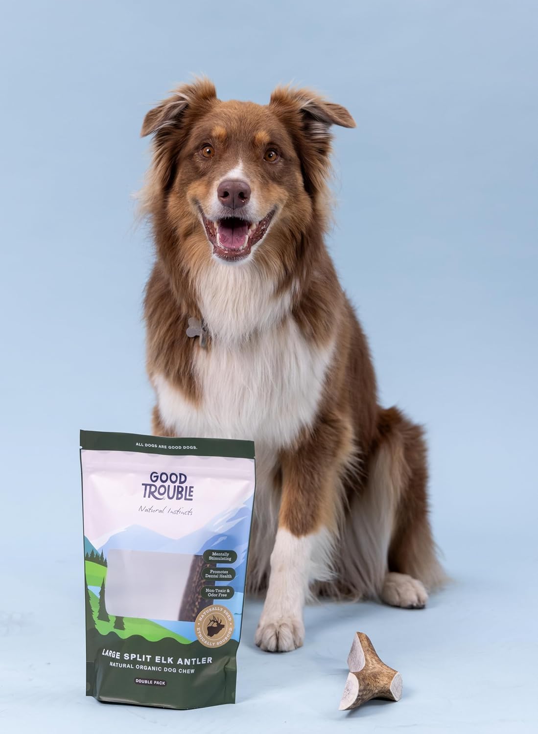 Good Trouble paquete doble de astas de alce para perros grandes