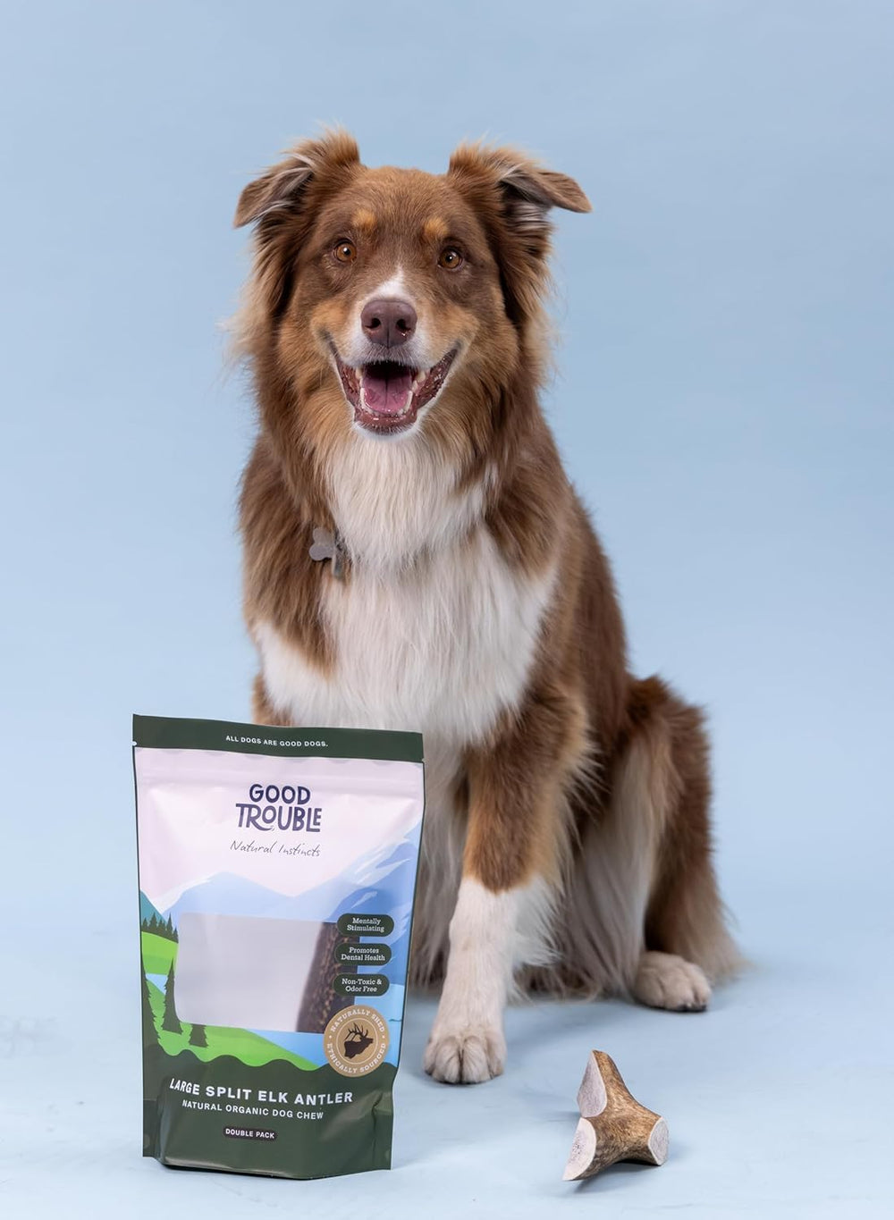 Good Trouble paquete doble de astas de alce para perros grandes