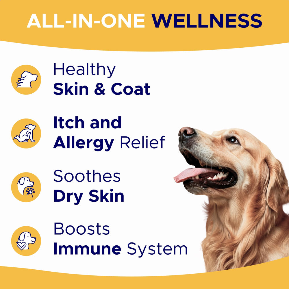 GOODGROWLIES Omega3 para perros, gominolas, piel sana y pelaje brillante.