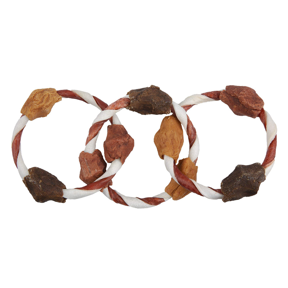 Good'n'Fun: anillo masticable de sabor triple, fuente de proteína potencial.