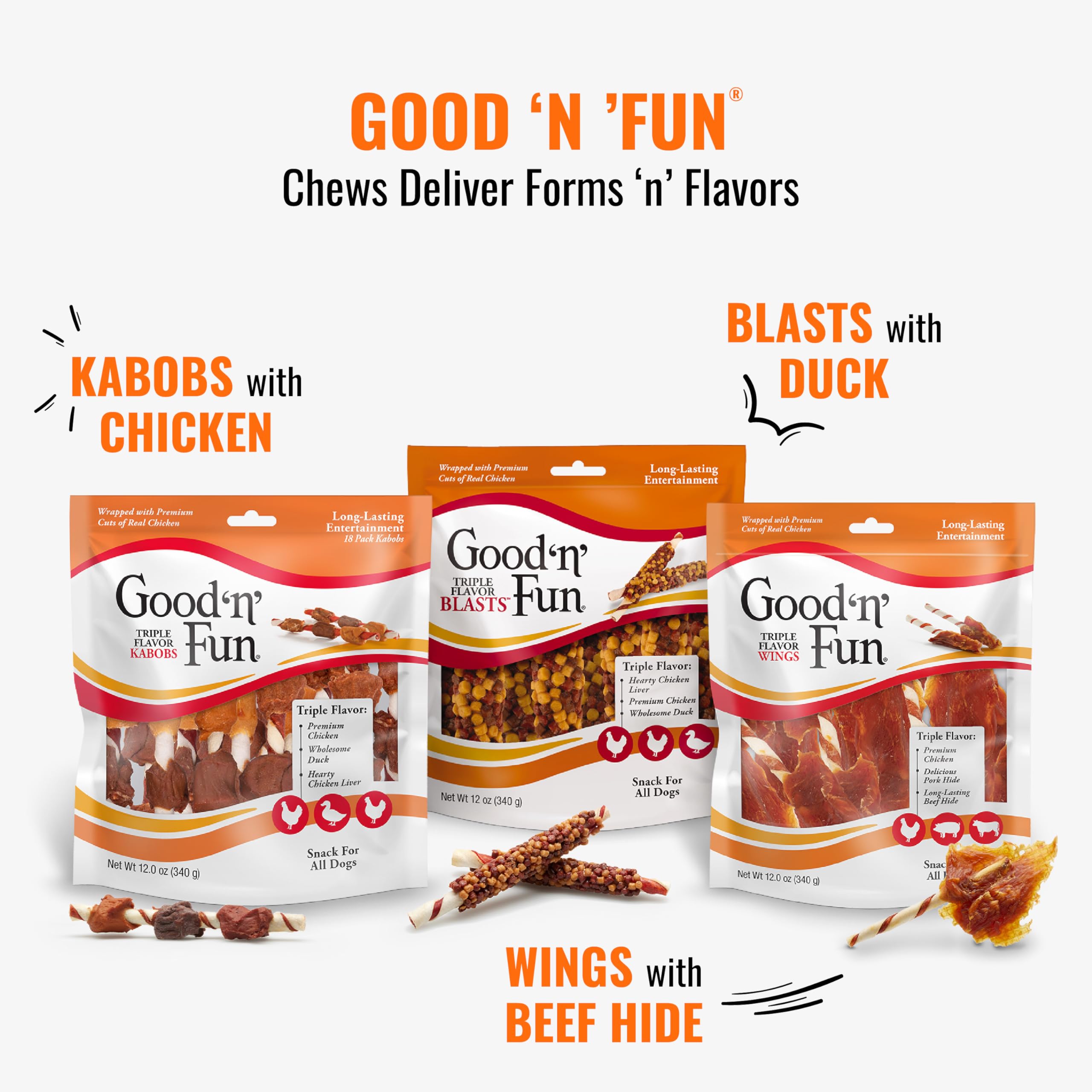 Good'n'Fun kabobs aptos para perros de todos tamaños