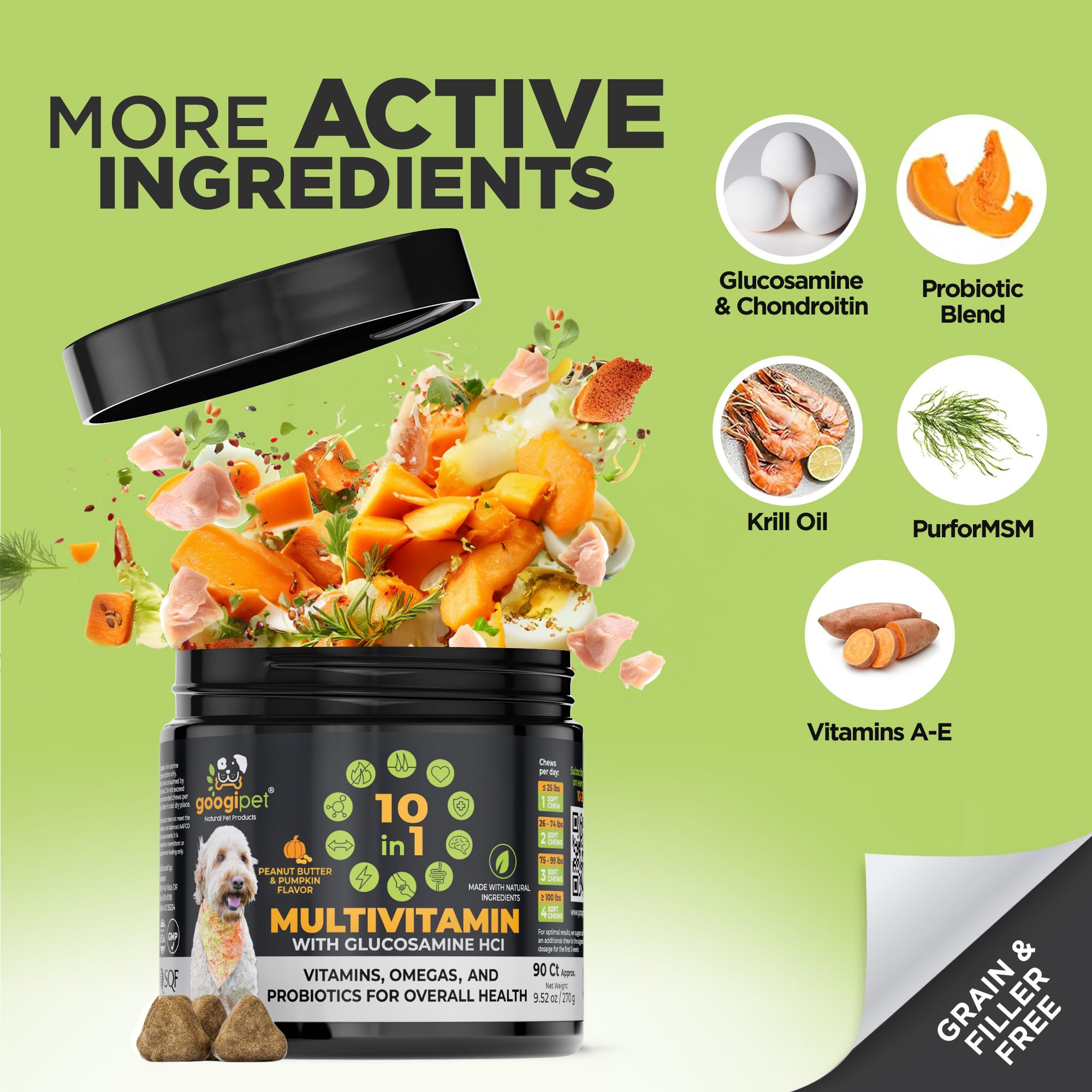 Googipet Premium 10 en 1: glucosamina para articulaciones y movilidad.