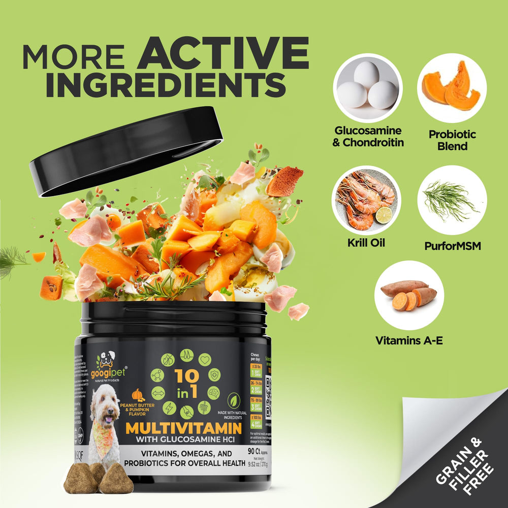 Googipet Premium 10 en 1: glucosamina para articulaciones y movilidad.