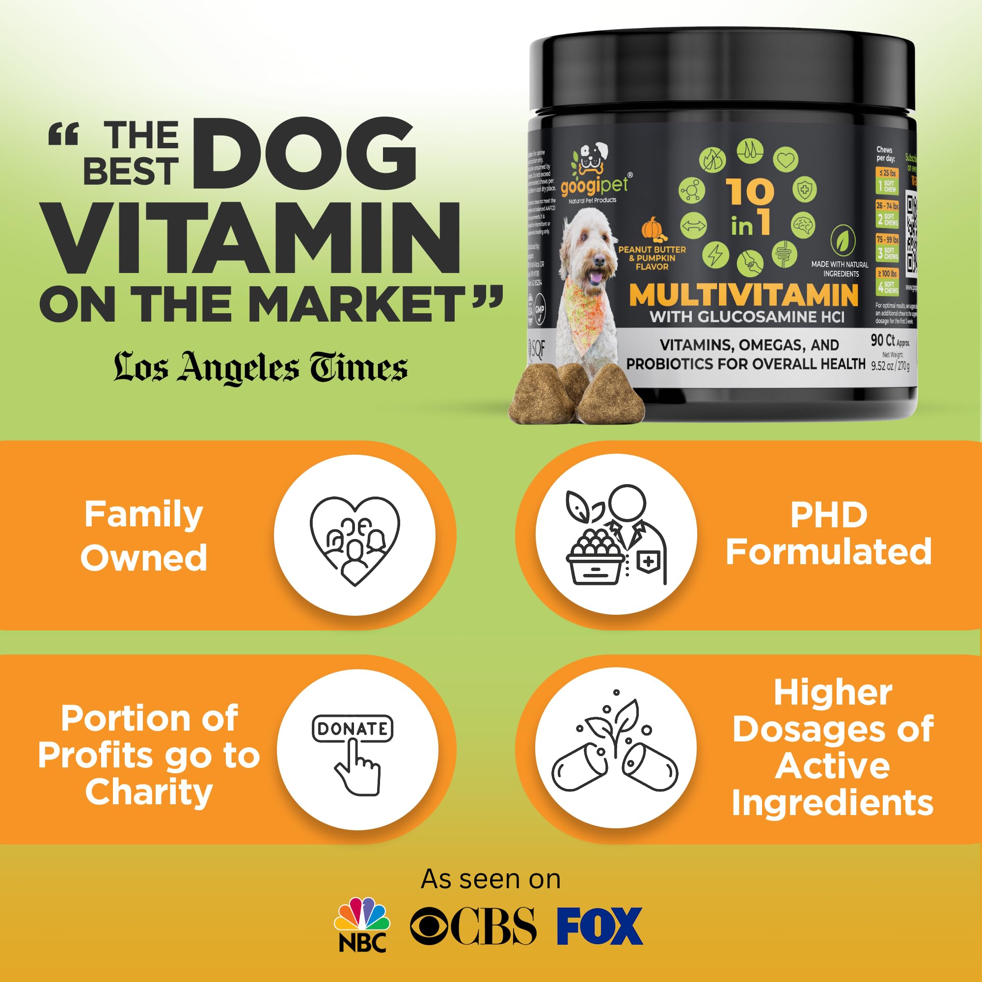 Googipet Premium 10 en 1: sabor mantequilla de cacahuate y calabaza.