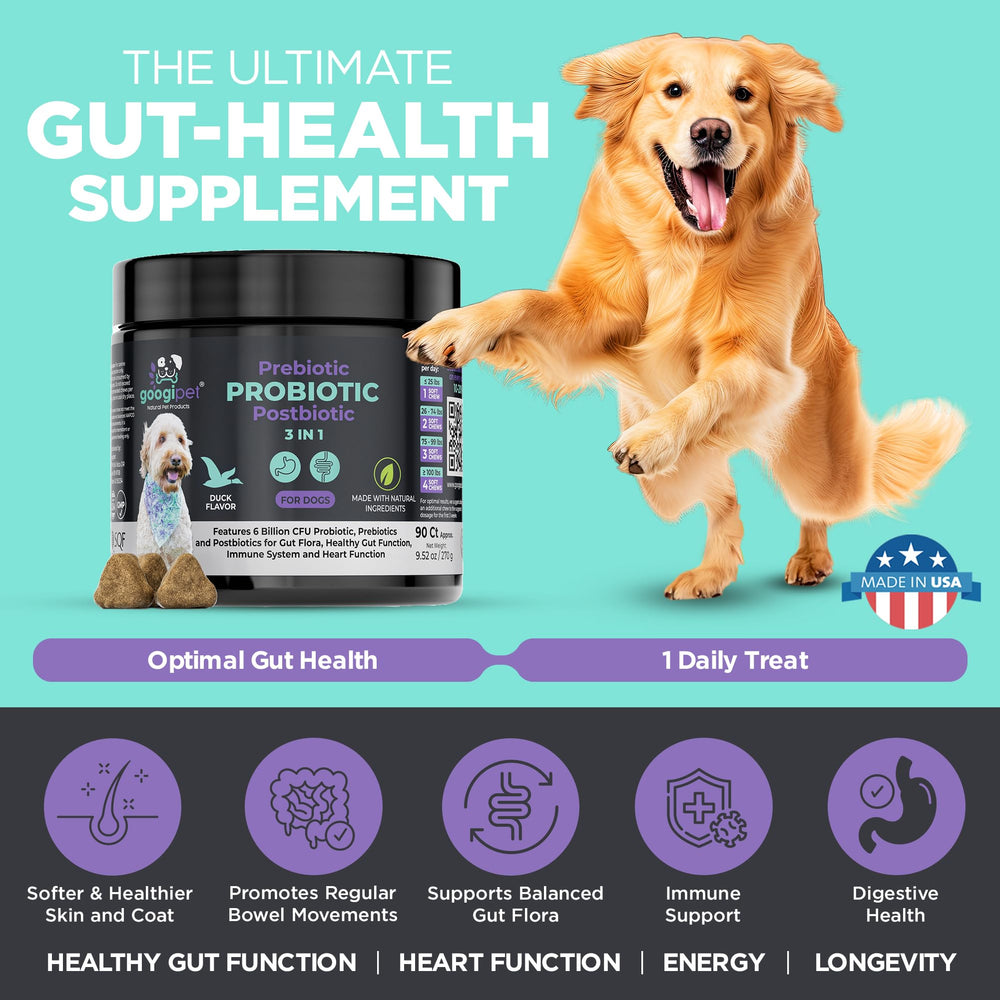 GOOGIPET Probiotics con calabaza, fibra natural para la regularidad.